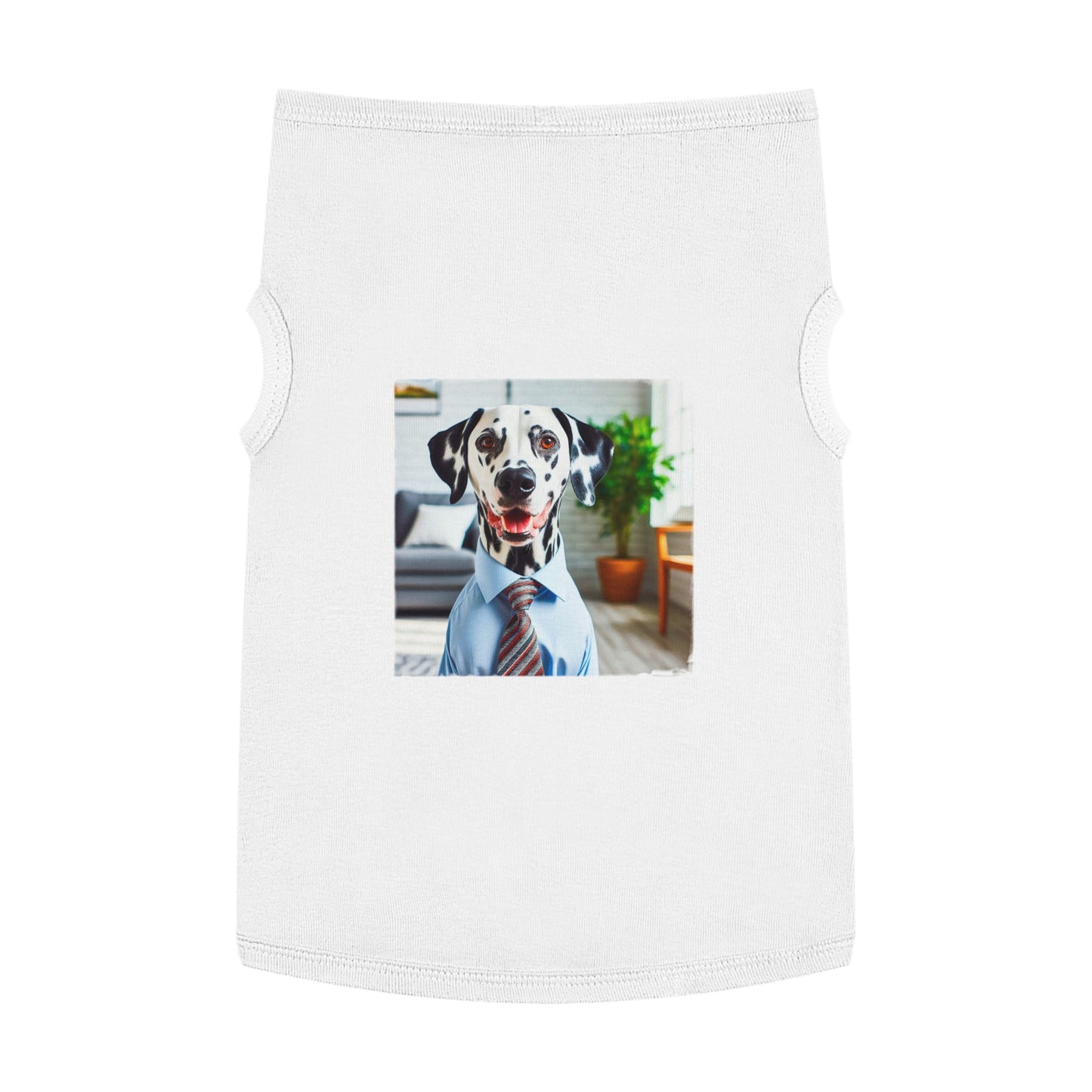 Pet Tank Top Dalmatian happy businessman t shirt Pets Printify XL White