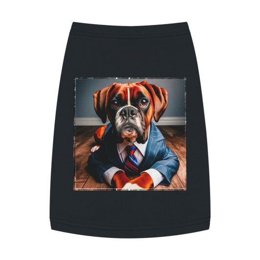 Pet Tank Top Boxer Dog Wearing Suit Pets Printify M Black 