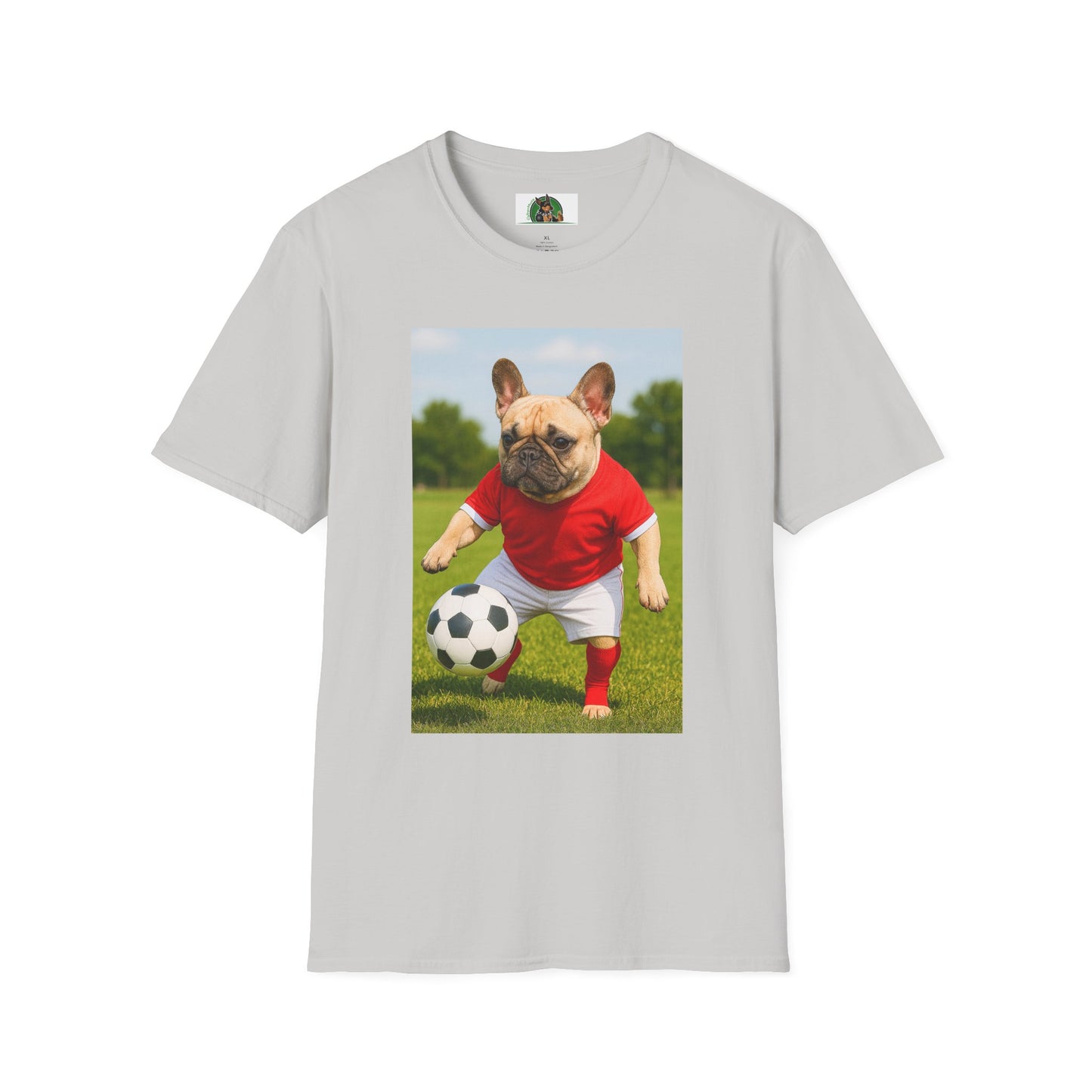 Sports Soccer French Bulldog T-Shirt T-Shirt Printify Ice Grey S