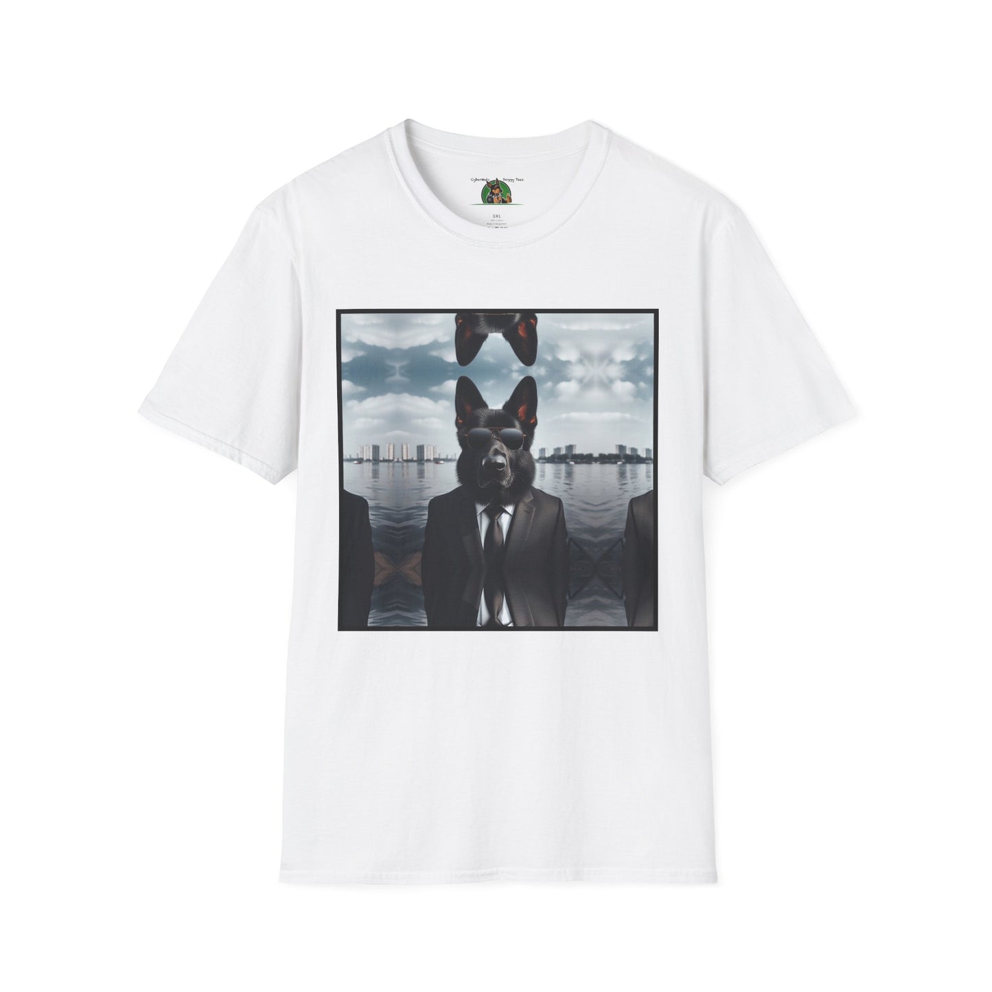 German Shepherd Agent Dog Unisex Softstyle T-Shirt T-Shirt Printify S White