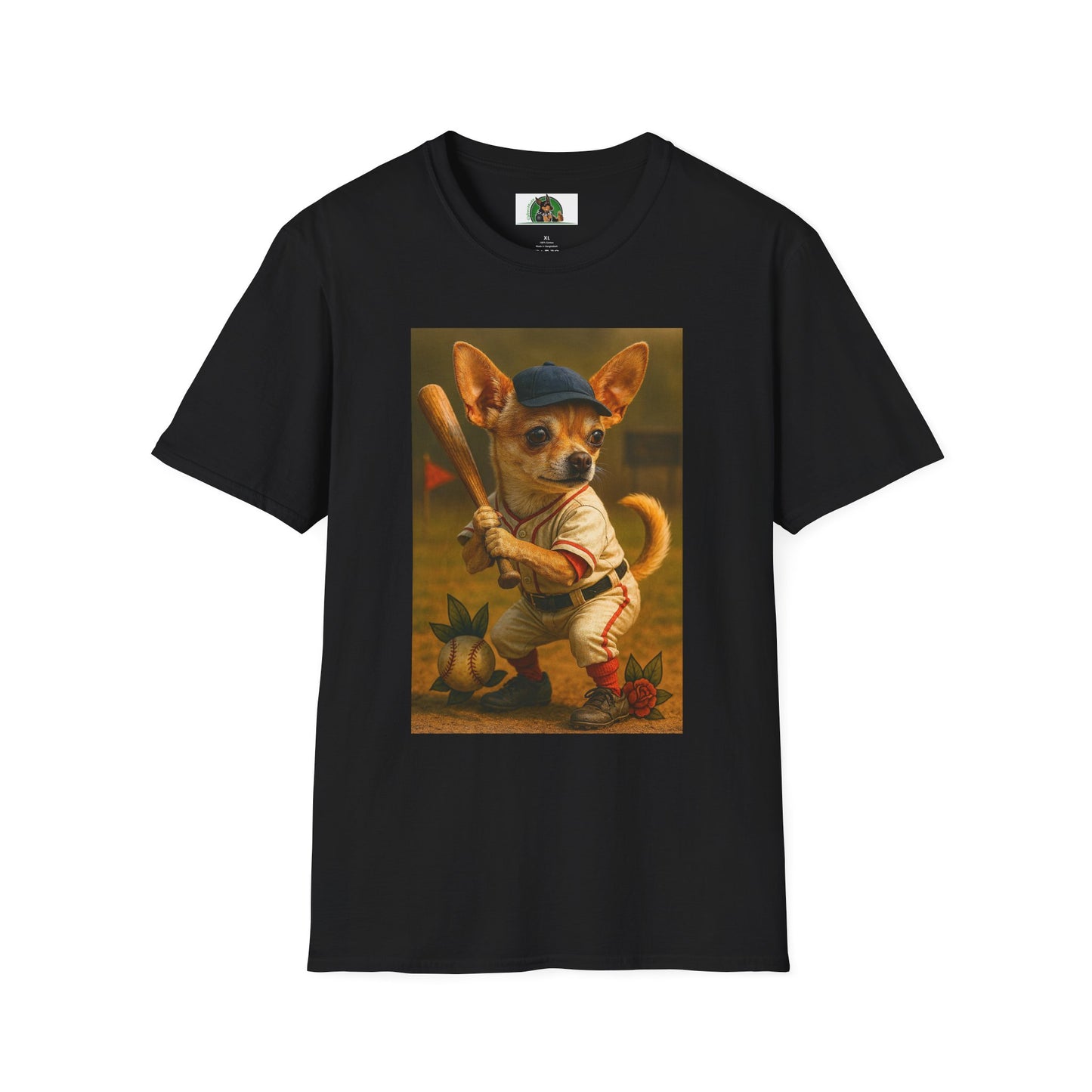 Chihuahua Baseball T-Shirt Sports T-Shirt Printify Black XS