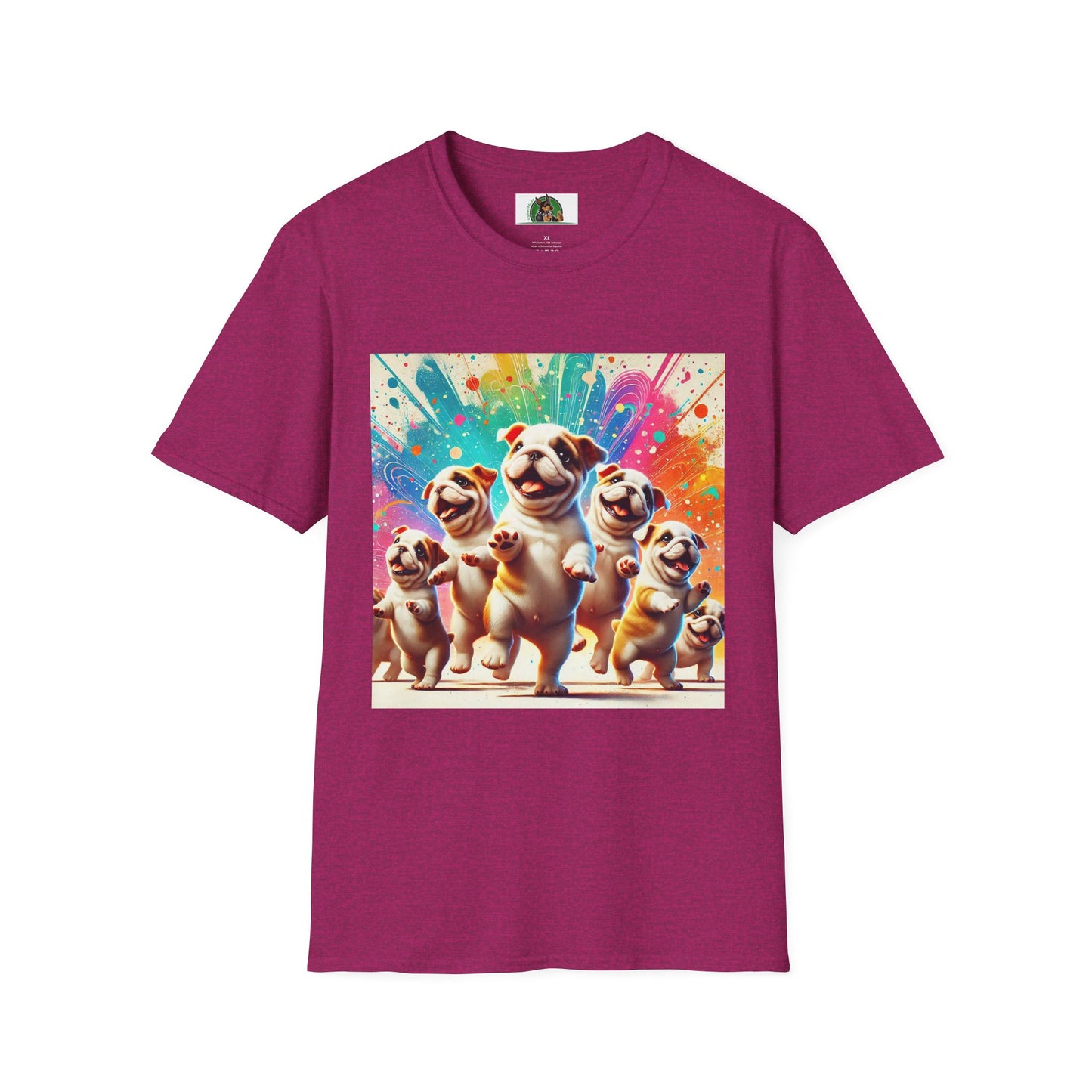 Bulldog Dancing T-Shirt T-Shirt Printify S Antique Heliconia