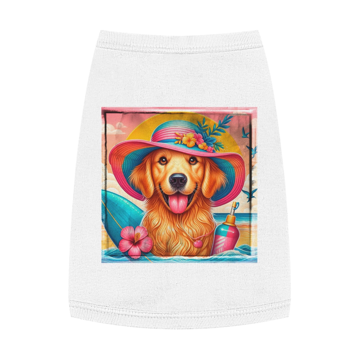 Golden Retriever pet tank top Pets Printify M White 