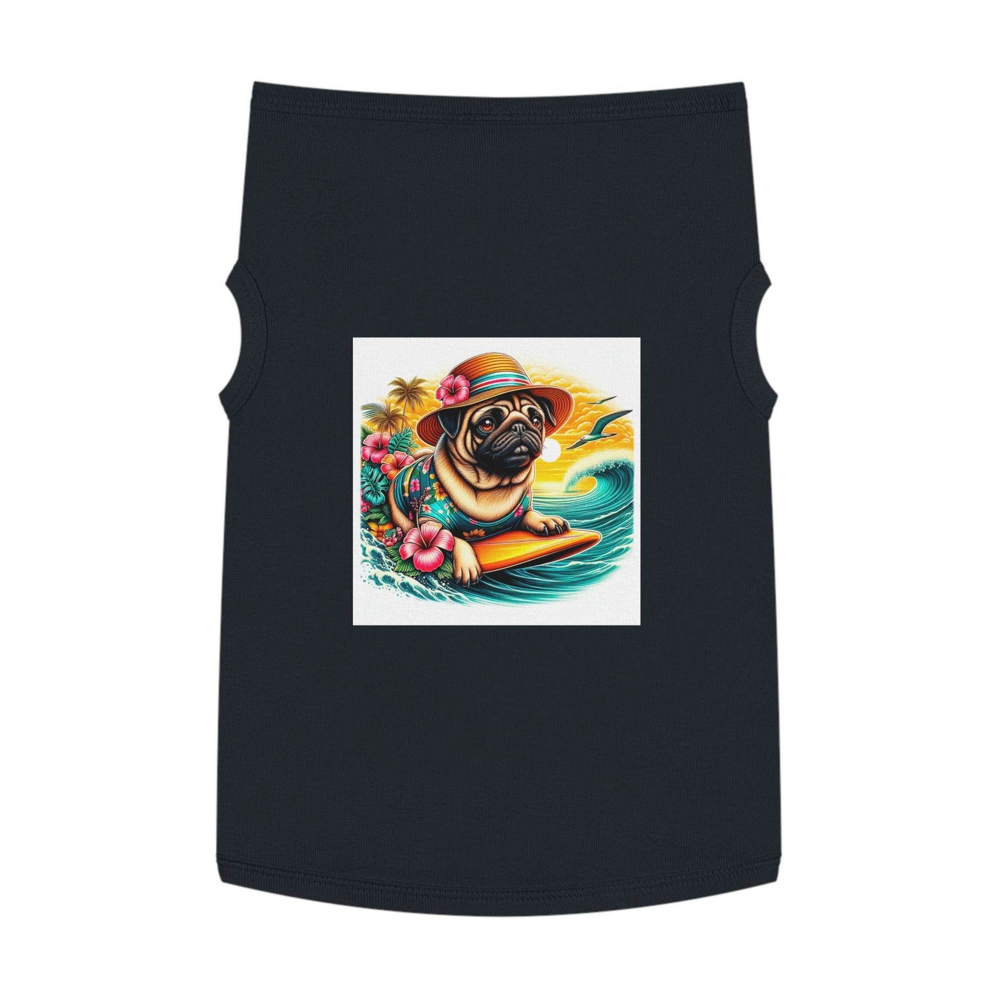 Pet Tank Top Pug flower girl Pets Printify XL Black