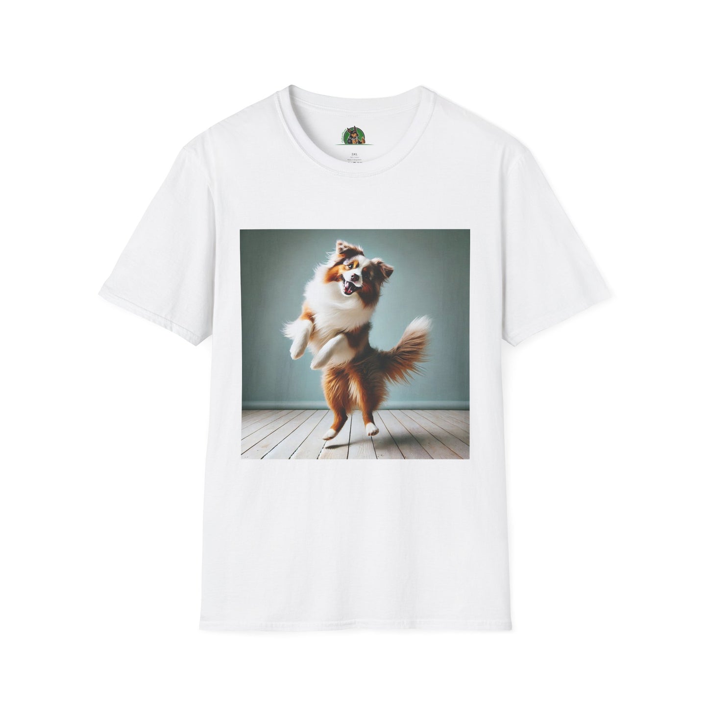 Dog Lover T-Shirt - Dancing Dog Australian Shepherd T-Shirt Printify XS White