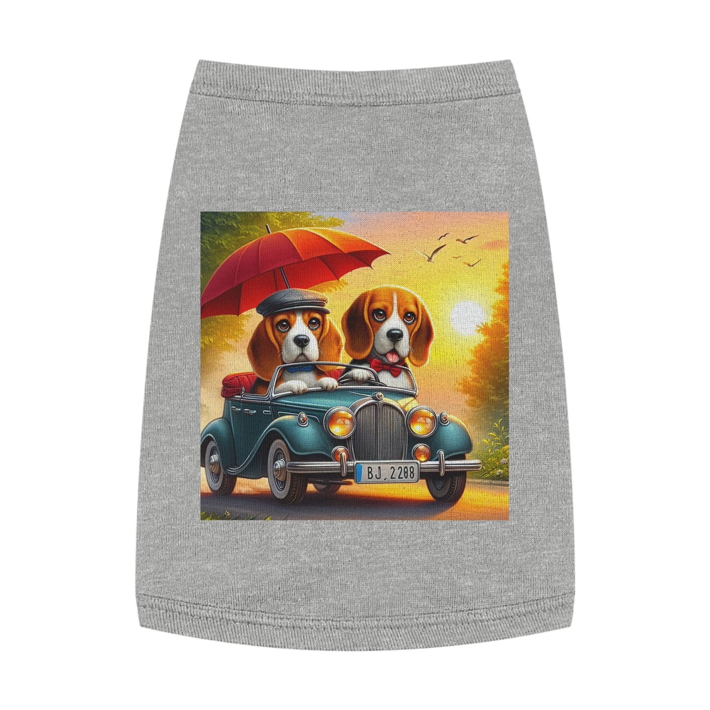 Pet Tank Top Wacky Beagle Dog Couple Sunday Driving Pets Printify M Heather 