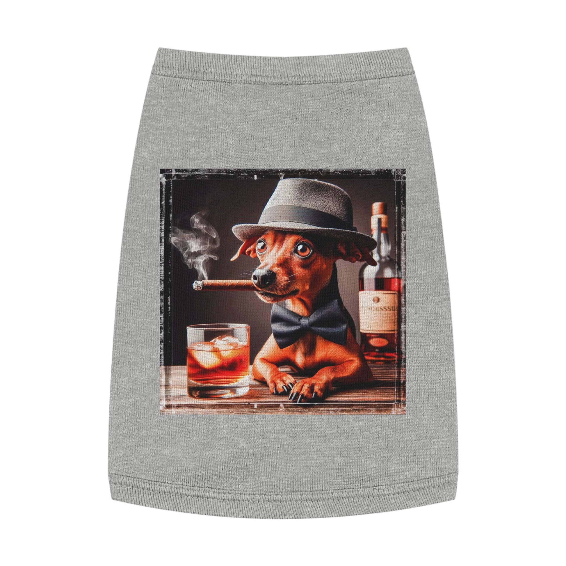 Min Pin Tank Tops puppy smoking Pets Printify M Heather