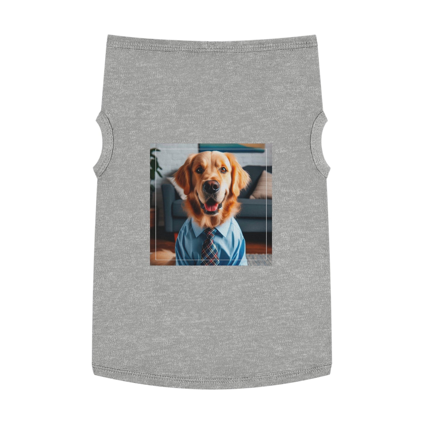Golden Retriever suit and tie tsnk top Pets Printify XL Heather