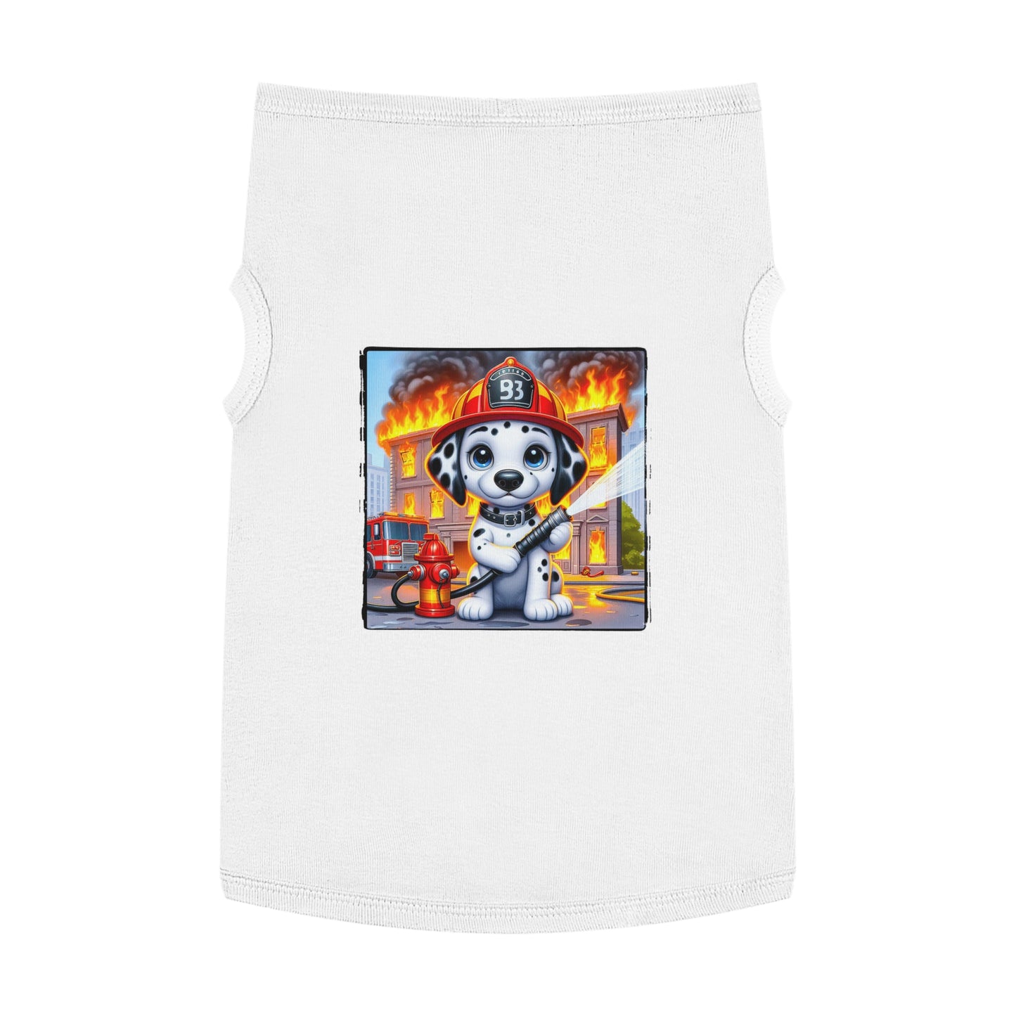 Pet Tank Top Dalmatian small fireman t shirt Pets Printify XL White