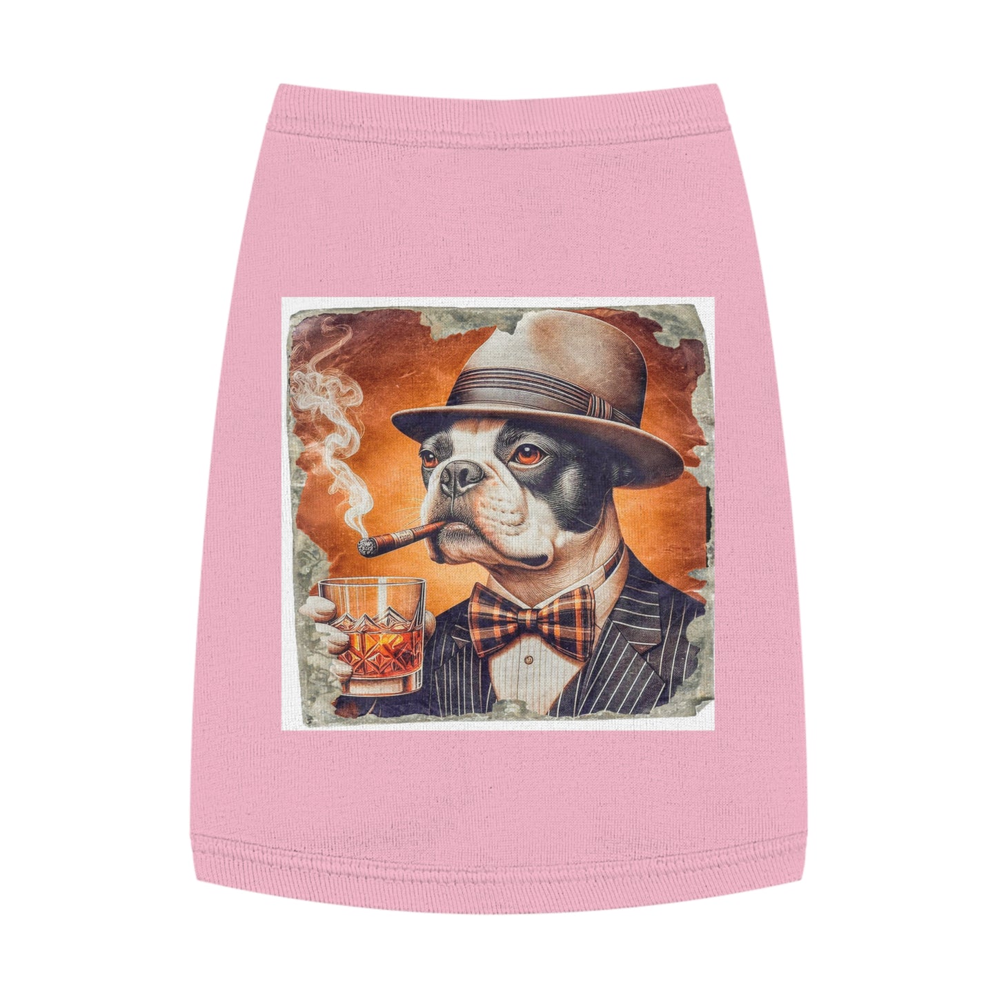 Pet Tank Top Boston Terrier Smoking Cigar Pets Printify M Pink 