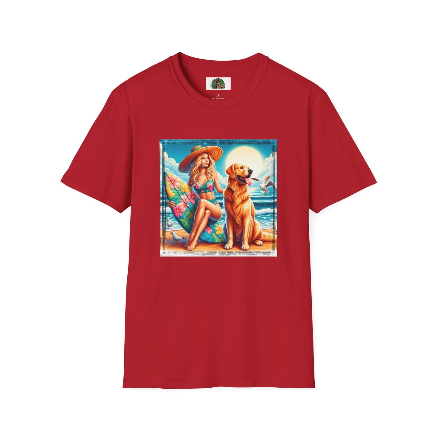 Golden Retriever T-Shirt Printify S Cherry Red