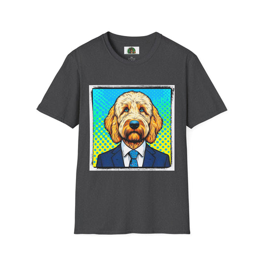 Golden Doodle blue suit t shirt T-Shirt Printify XS Dark Heather