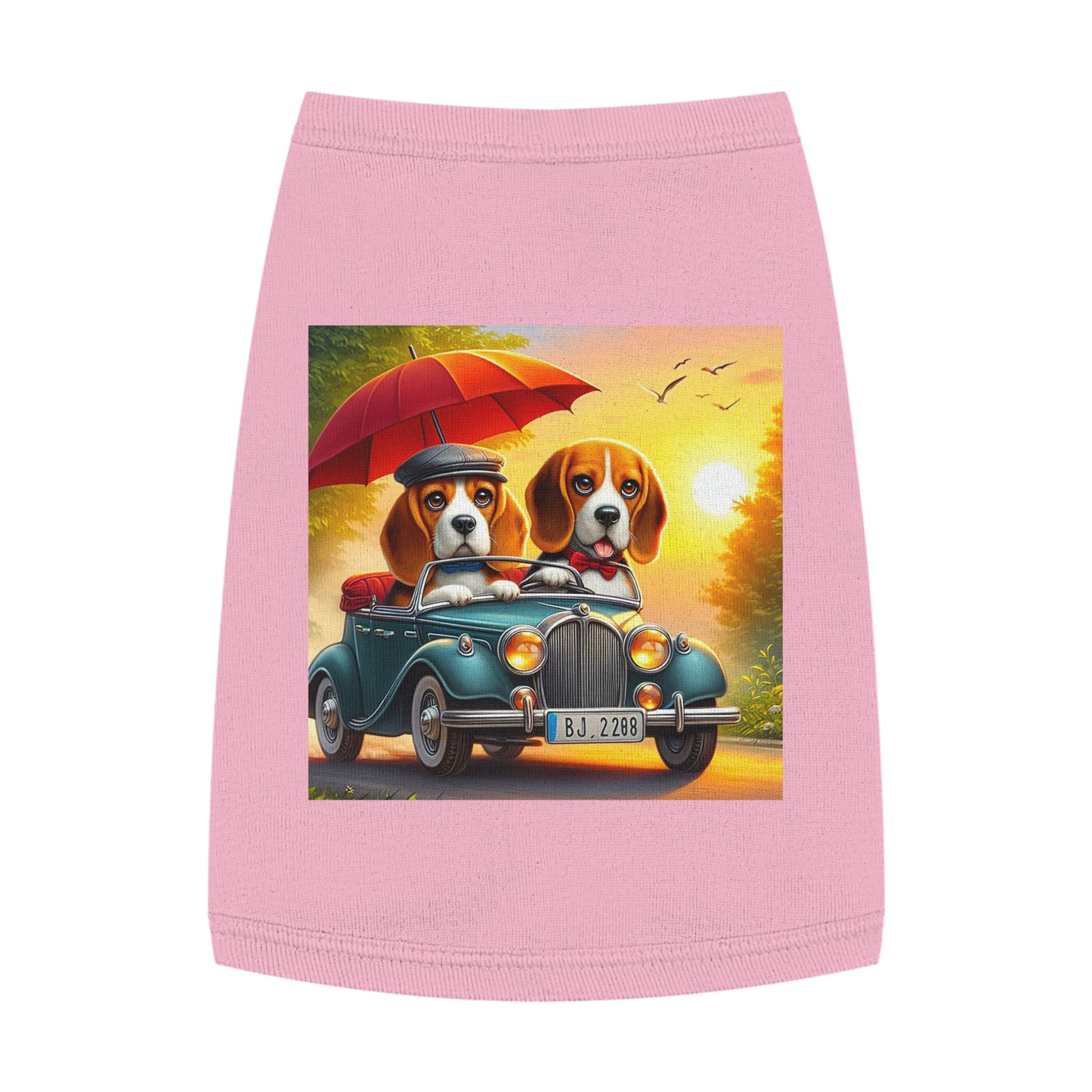 Pet Tank Top Wacky Beagle Dog Couple Sunday Driving Pets Printify M Pink 