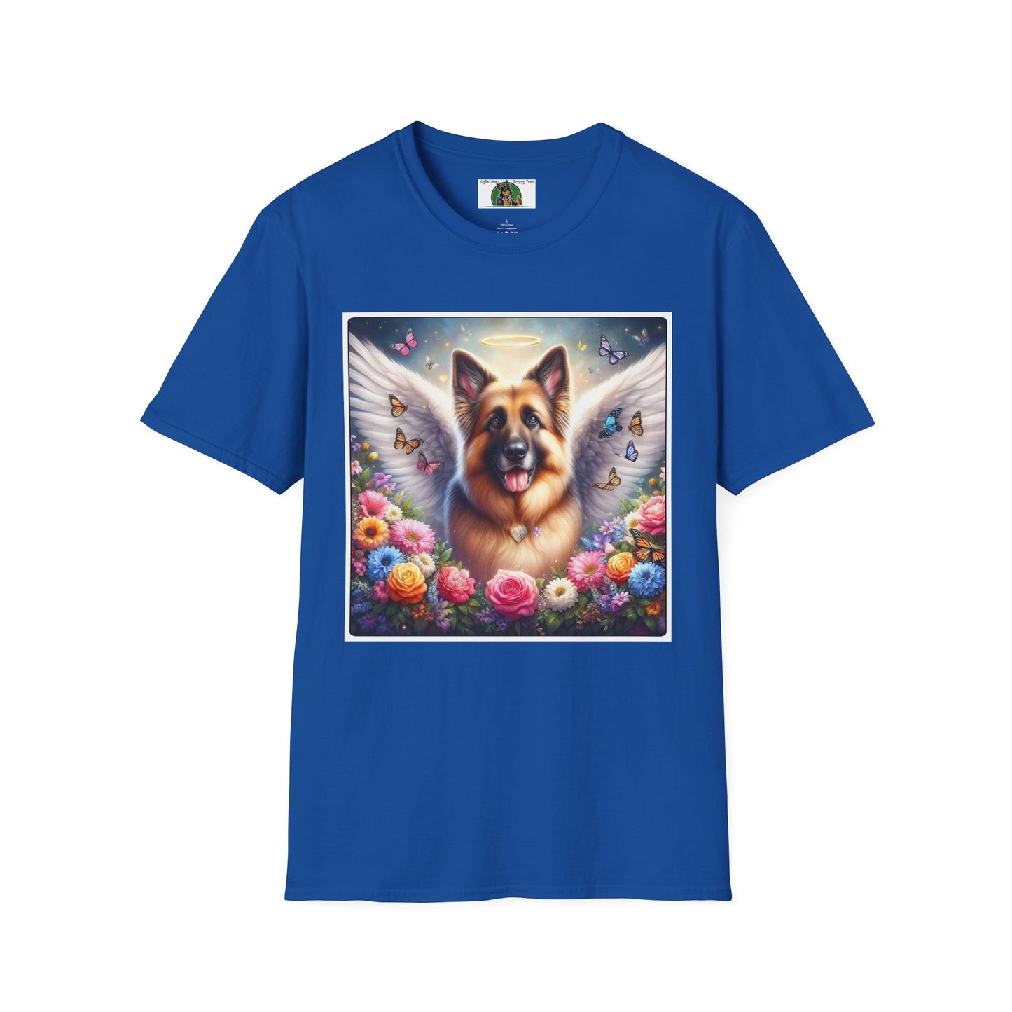 German Shepherd Dog "Rainbow Bridge" Unisex Softstyle T-Shirt T-Shirt Printify S Royal