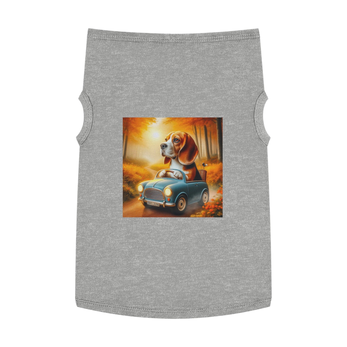 Pet Tank Top Wacky Beagle Dog In Tiny Car Pets Printify XL Heather 