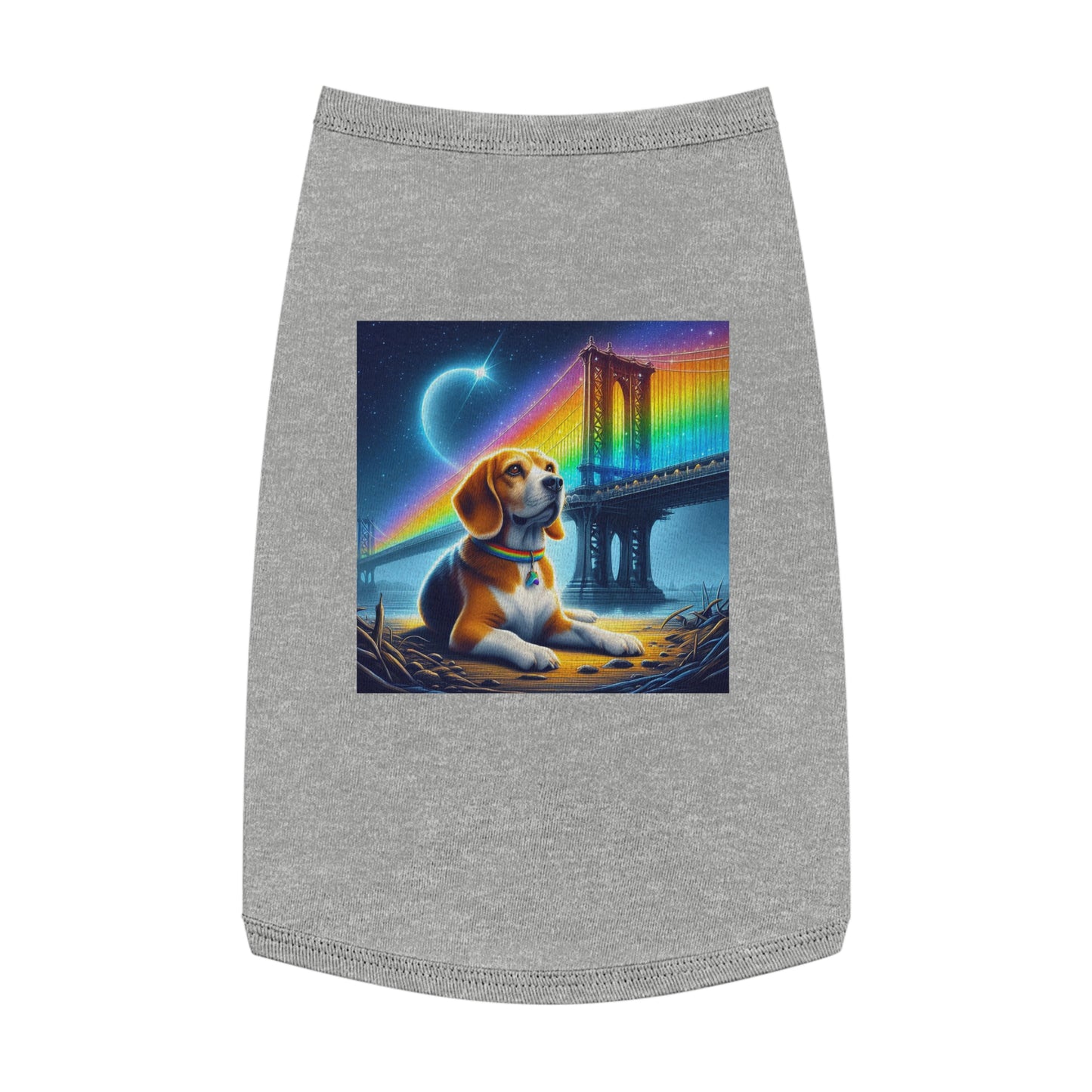 Pet Tank Top Beagle Under Rainbow Bridge Pets Printify L Heather 