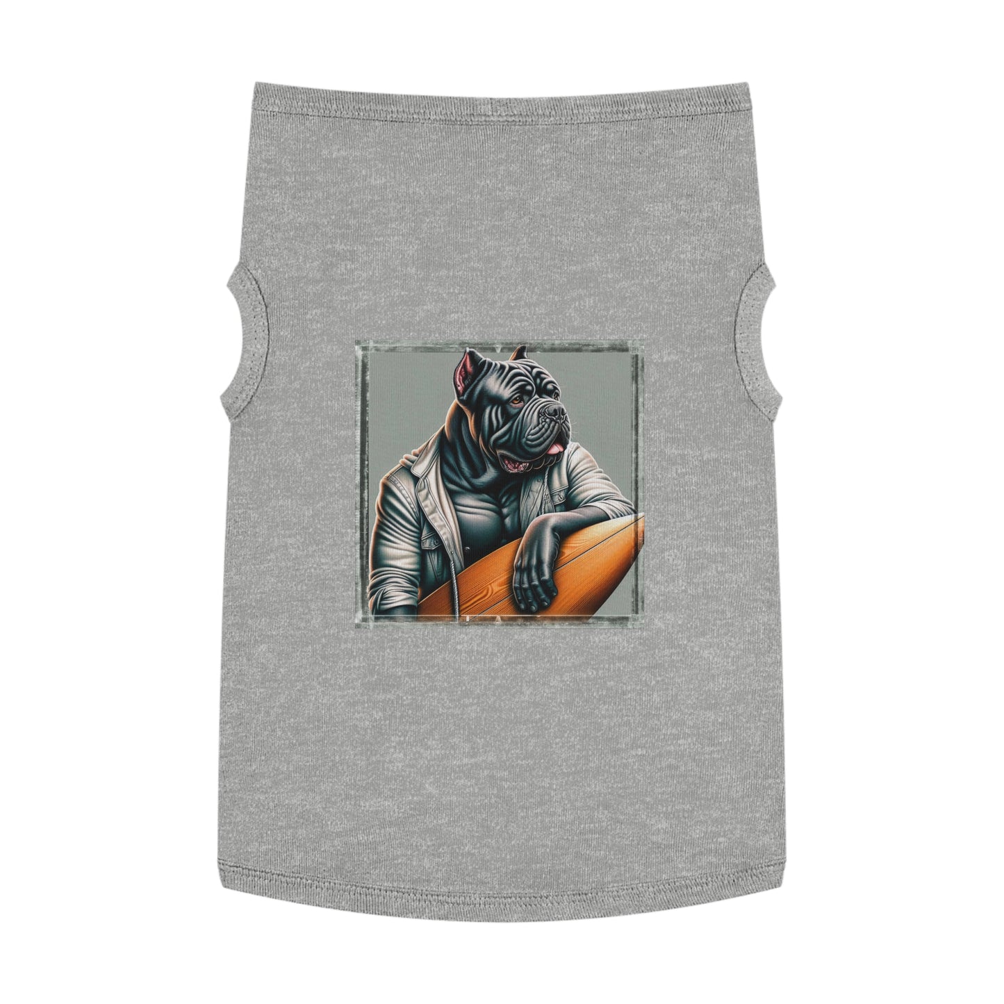 Pet Tank Top Cane Corso In Leather Jacket Surfer Pets Printify XL Heather 