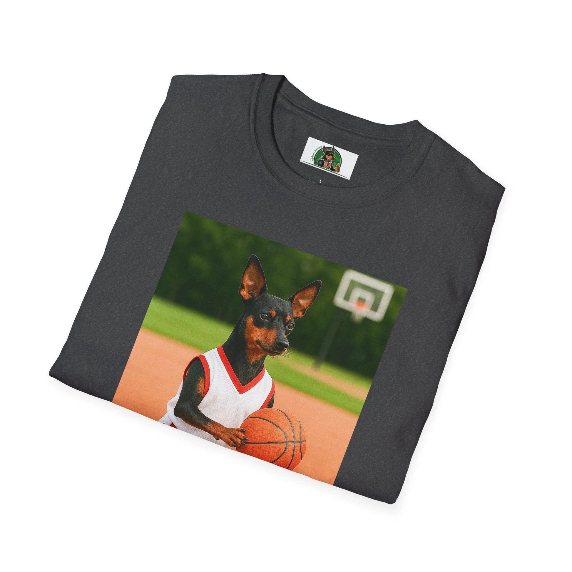 Miniature Pinscher (Min Pin) Basketball T-Shirt — Dog Lover Sports Tee T-Shirt Printify