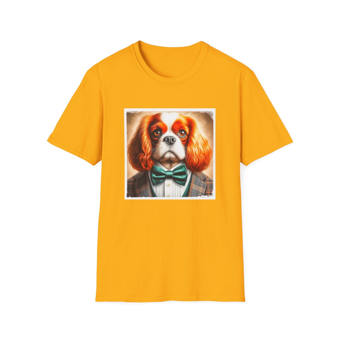 Cavalier King Charles Spaniel Suit and Tie T Shirt T-Shirt Printify S Gold