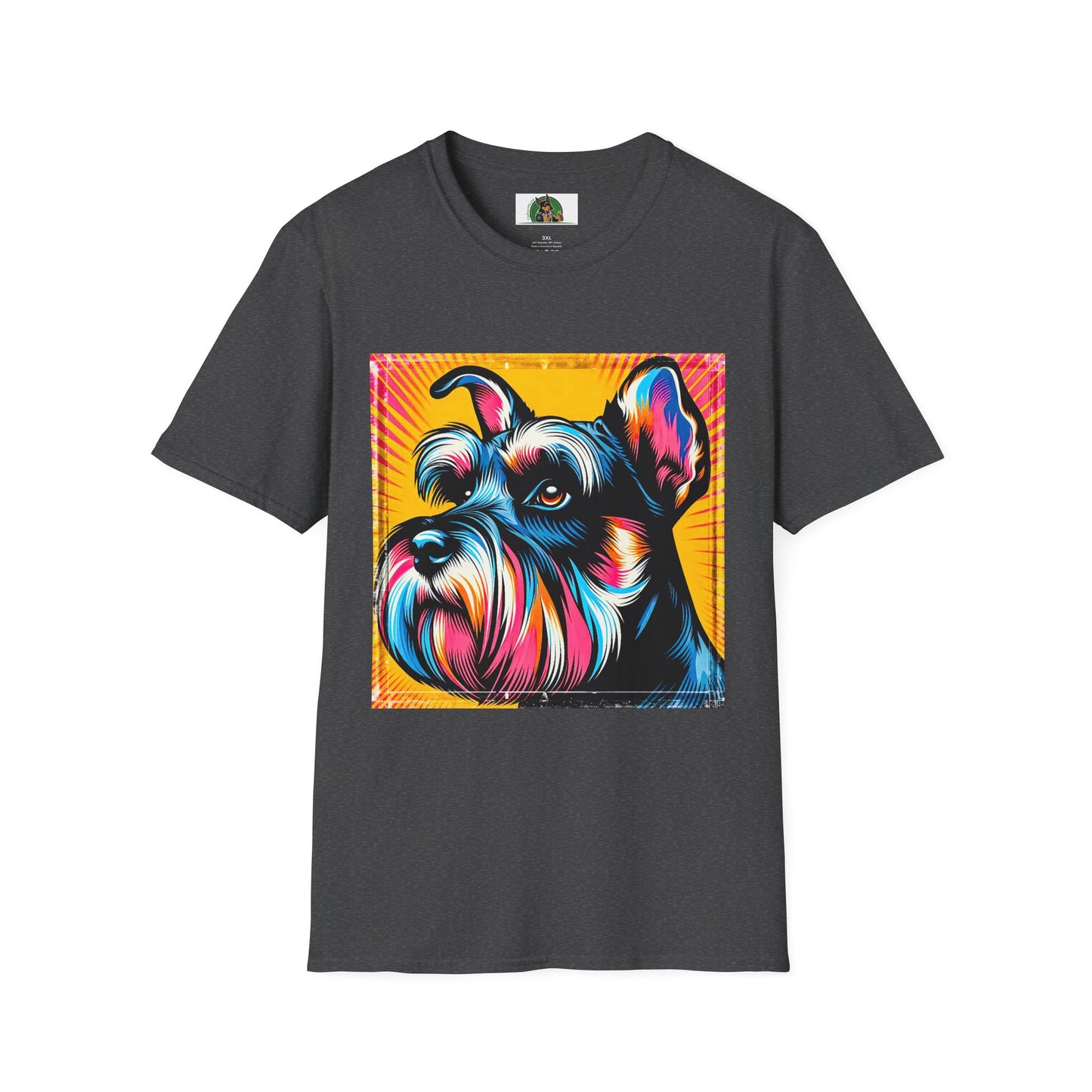 Schnauzer T-Shirt with Miniature Schnauzer Design T-Shirt Printify XS Dark Heather 