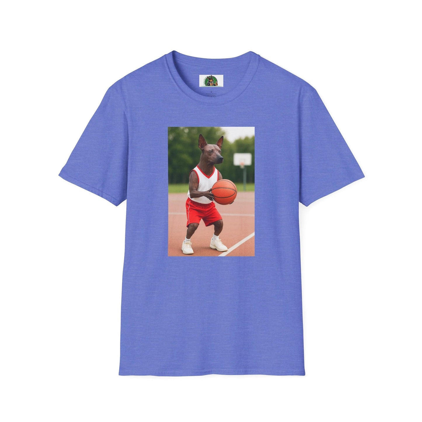Mexican Hairless Dog Basketball T-Shirt — Dog Lover Sports Tee T-Shirt Printify Heather Royal S