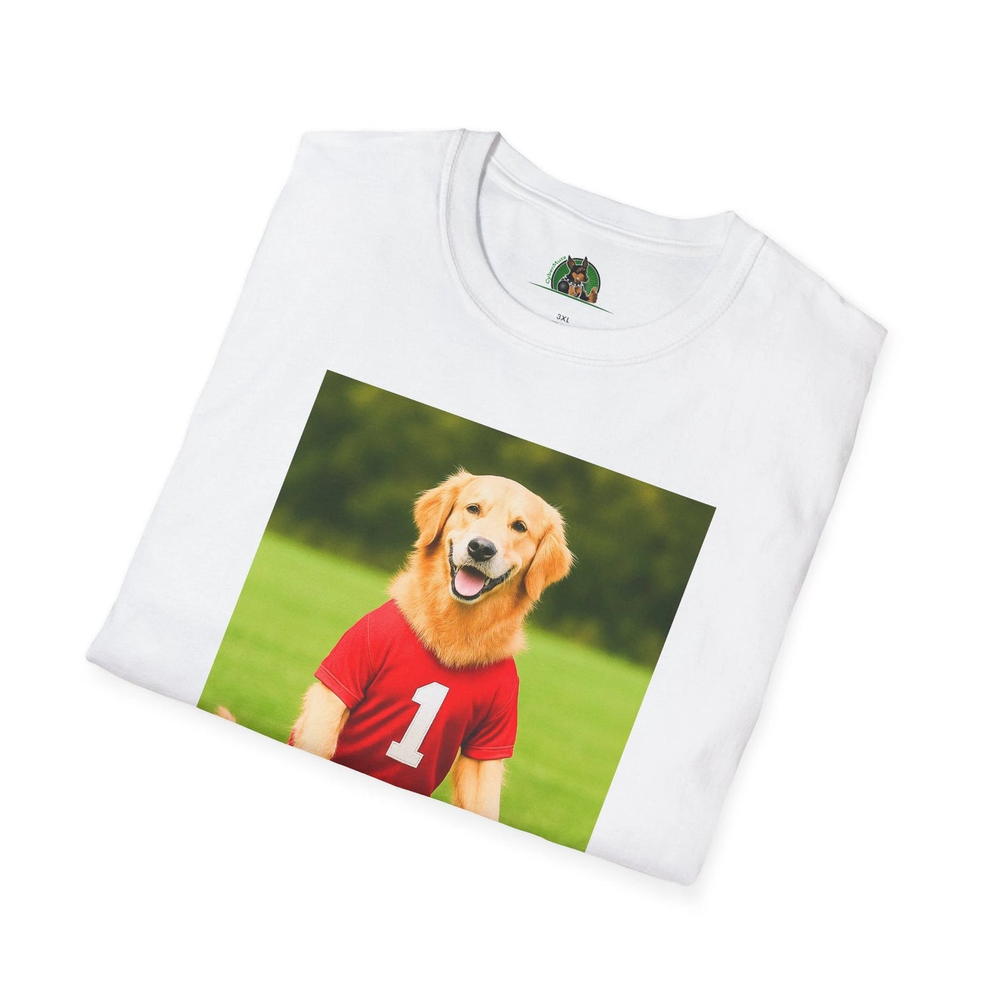 Golden Retriever Playing Soccer T-Shirt — Dog Soccer Tee Sports T-Shirt Printify