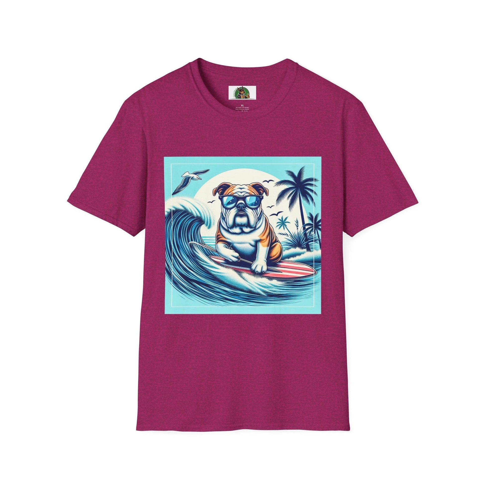 Bulldog Blue Waves T Shirt Graphic Tee For Bulldog Lovers Men Women Casual Wear Everyday Comfort Fit T-Shirt Printify S Antique Heliconia