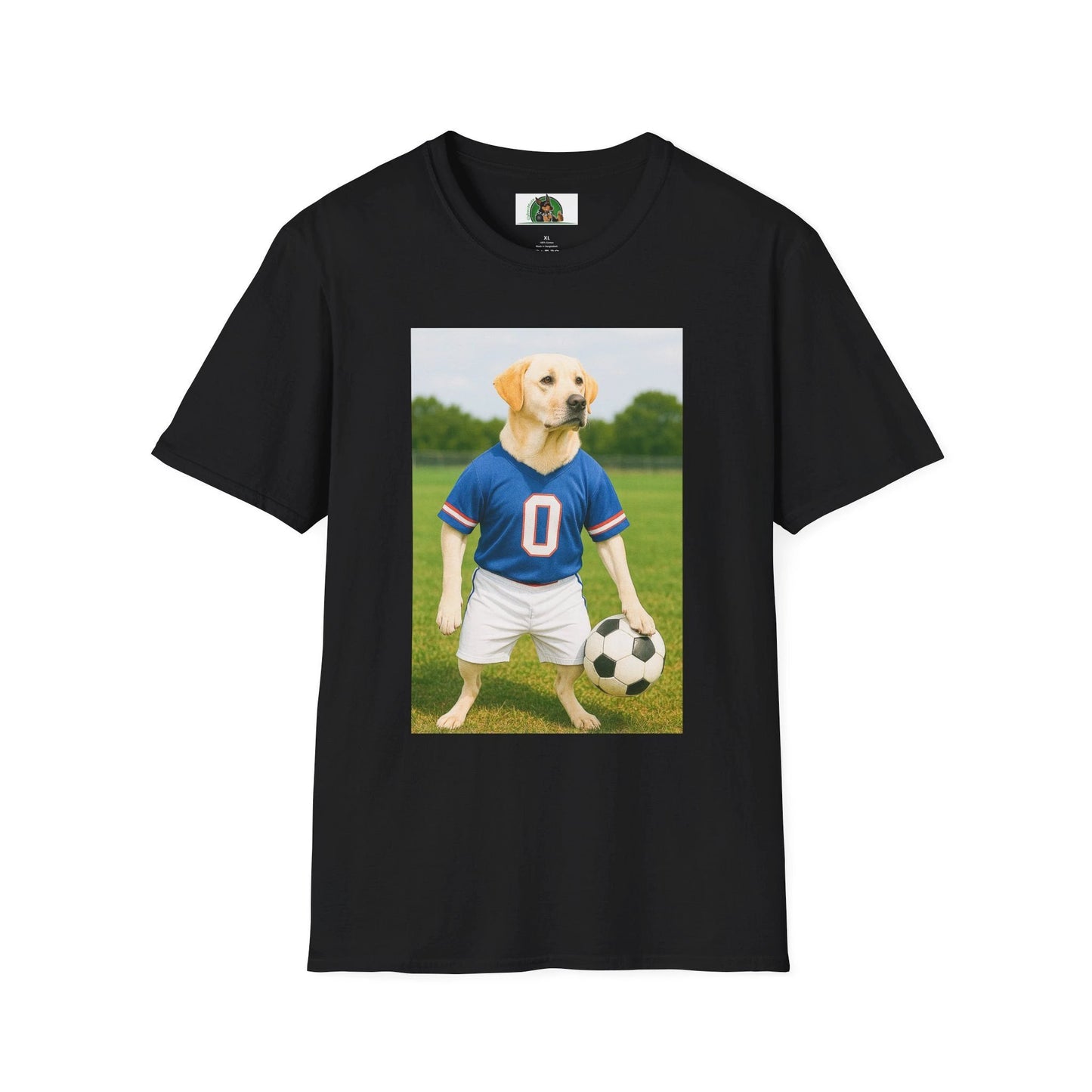 Labrador Retriever Soccer T-Shirt — Dog Lover Sports Tee T-Shirt Printify Black S