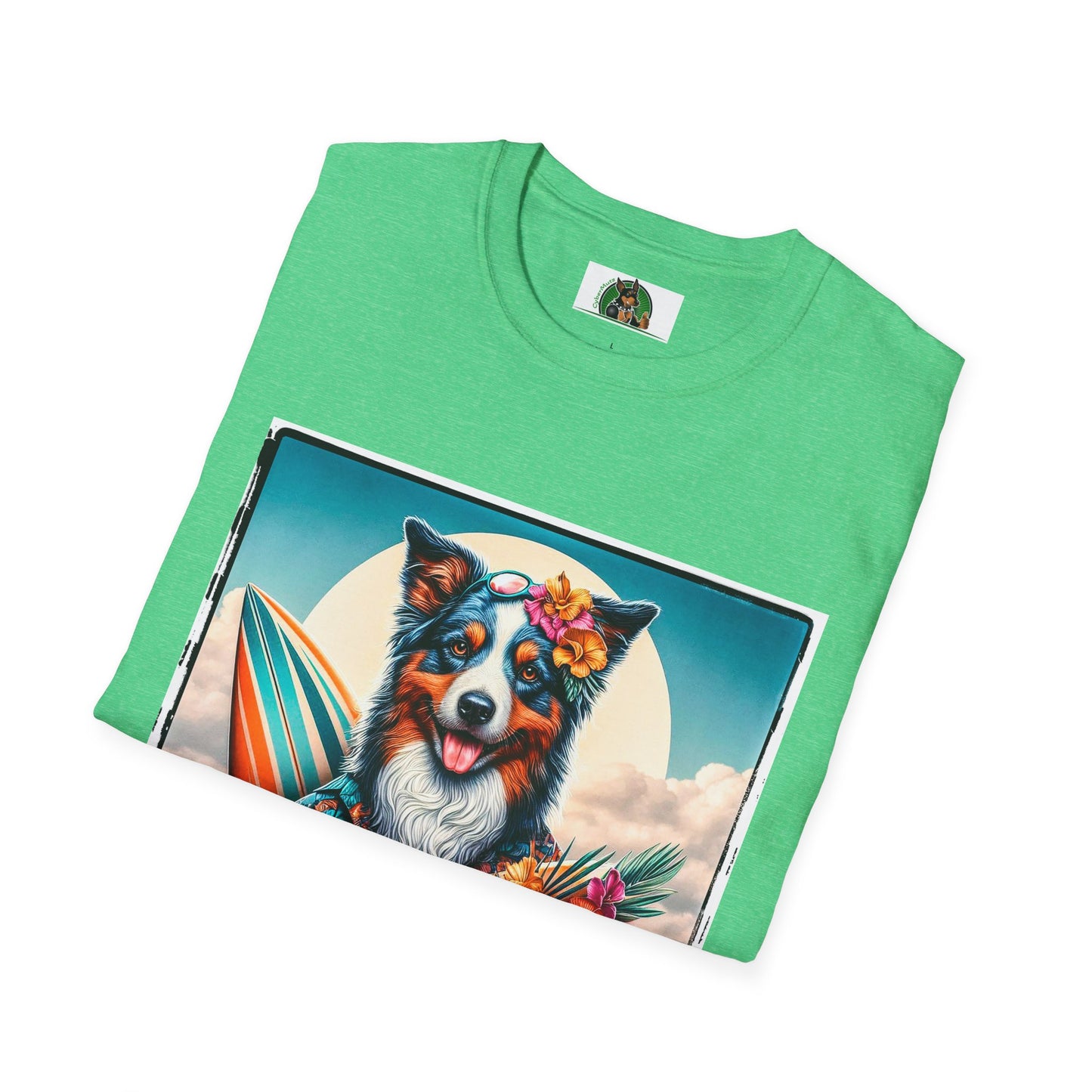 Australian Shepherd Floral Beach Surfer