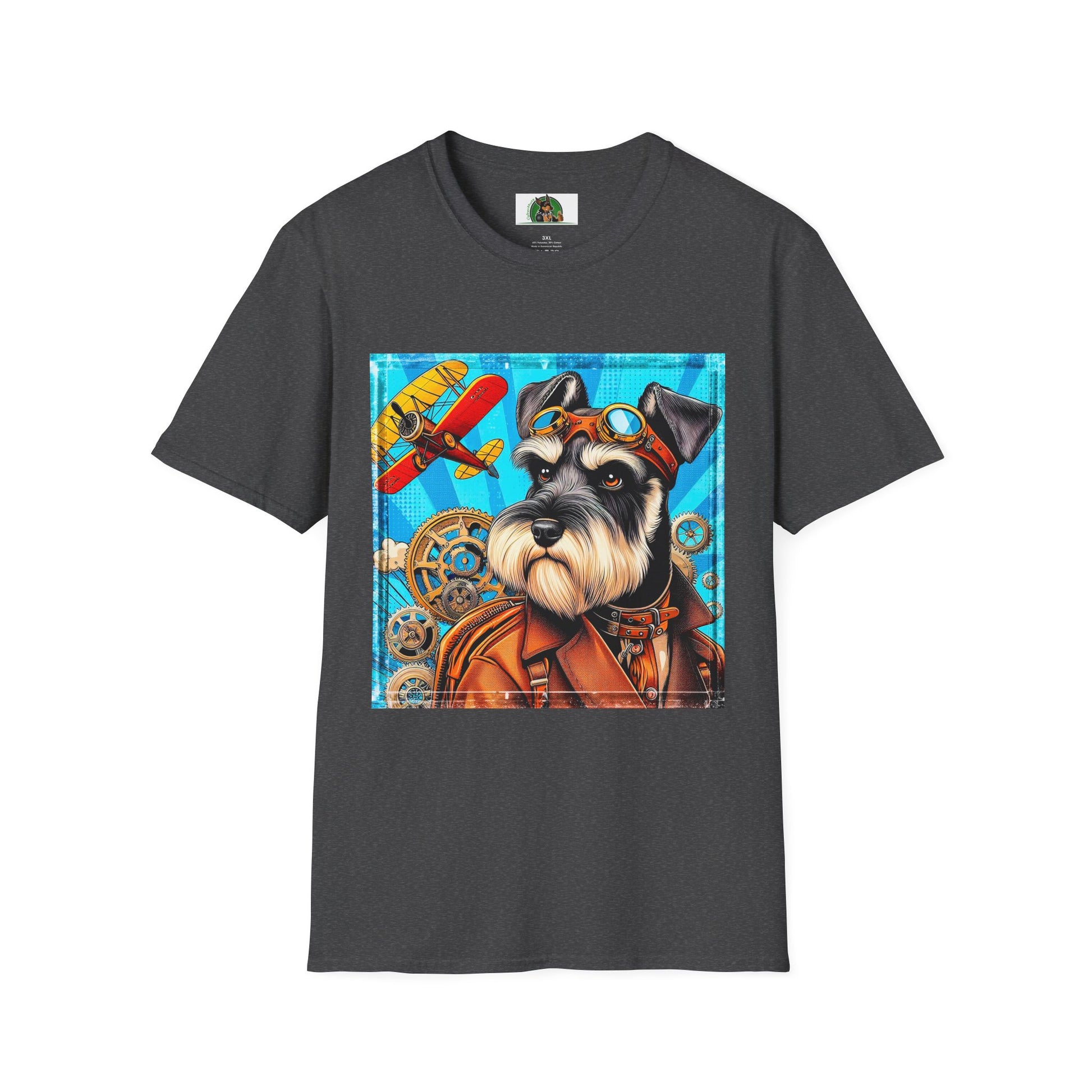 Schnauzer T-Shirt with Miniature Schnauzer Design T-Shirt Printify XS Dark Heather 