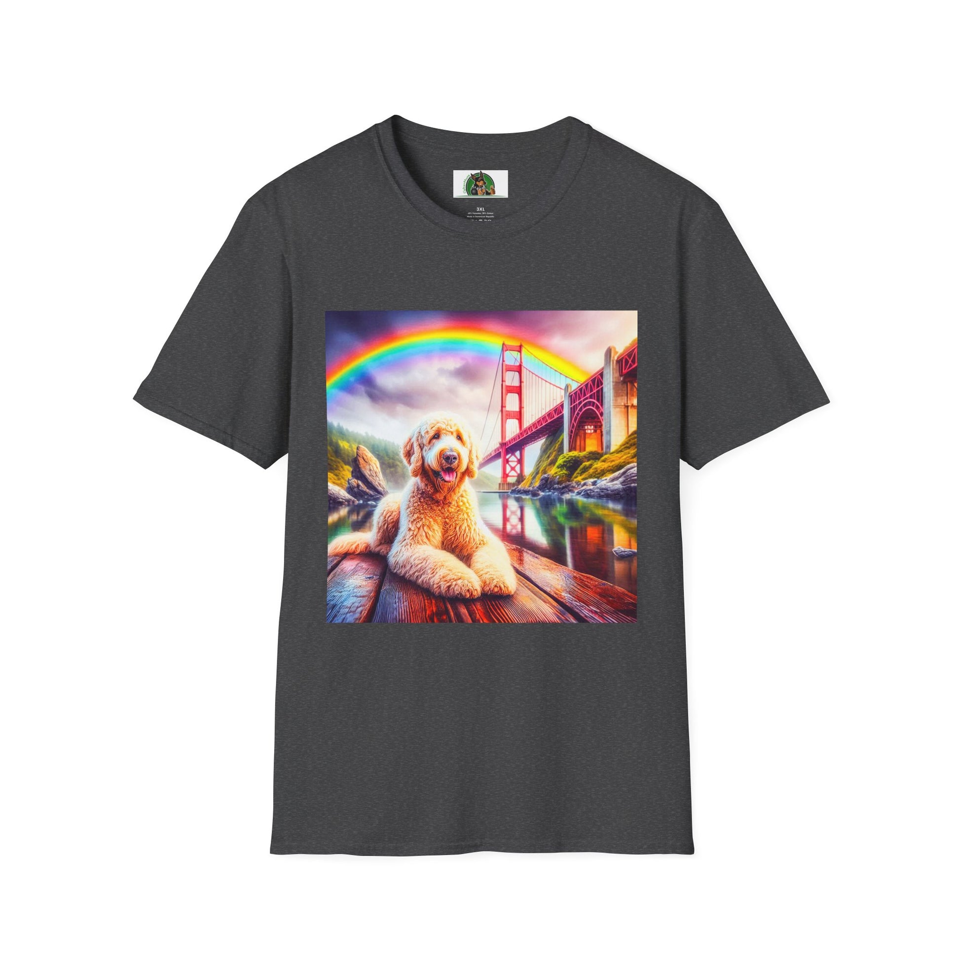 Golden Doodle pretty lake t shirt T-Shirt Printify XS Dark Heather