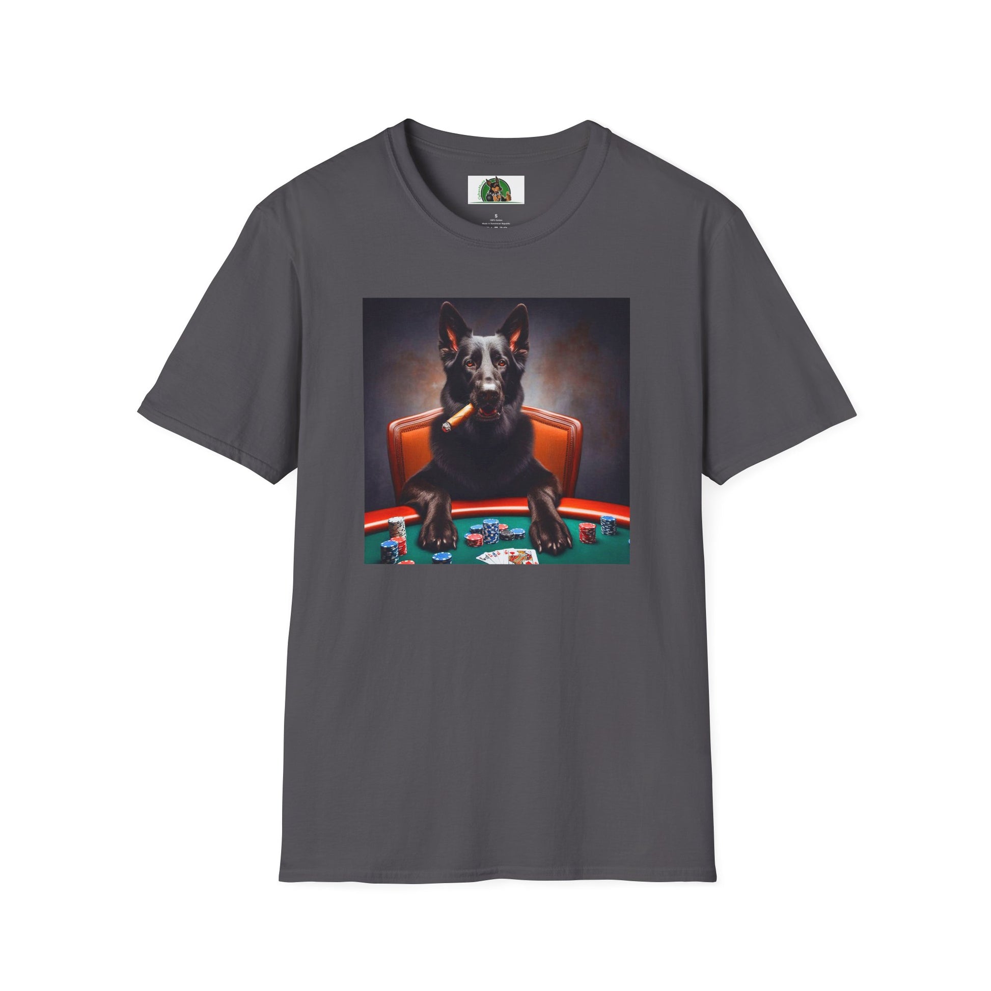 German Shepherd poker shirt T-Shirt Printify Charcoal S