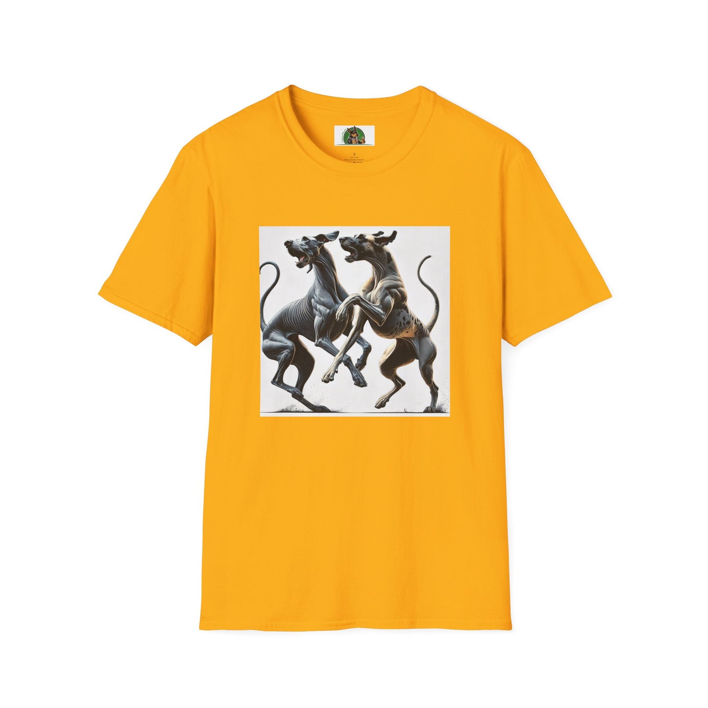 Dancing Great Danes T-Shirt T-Shirt Printify S Gold