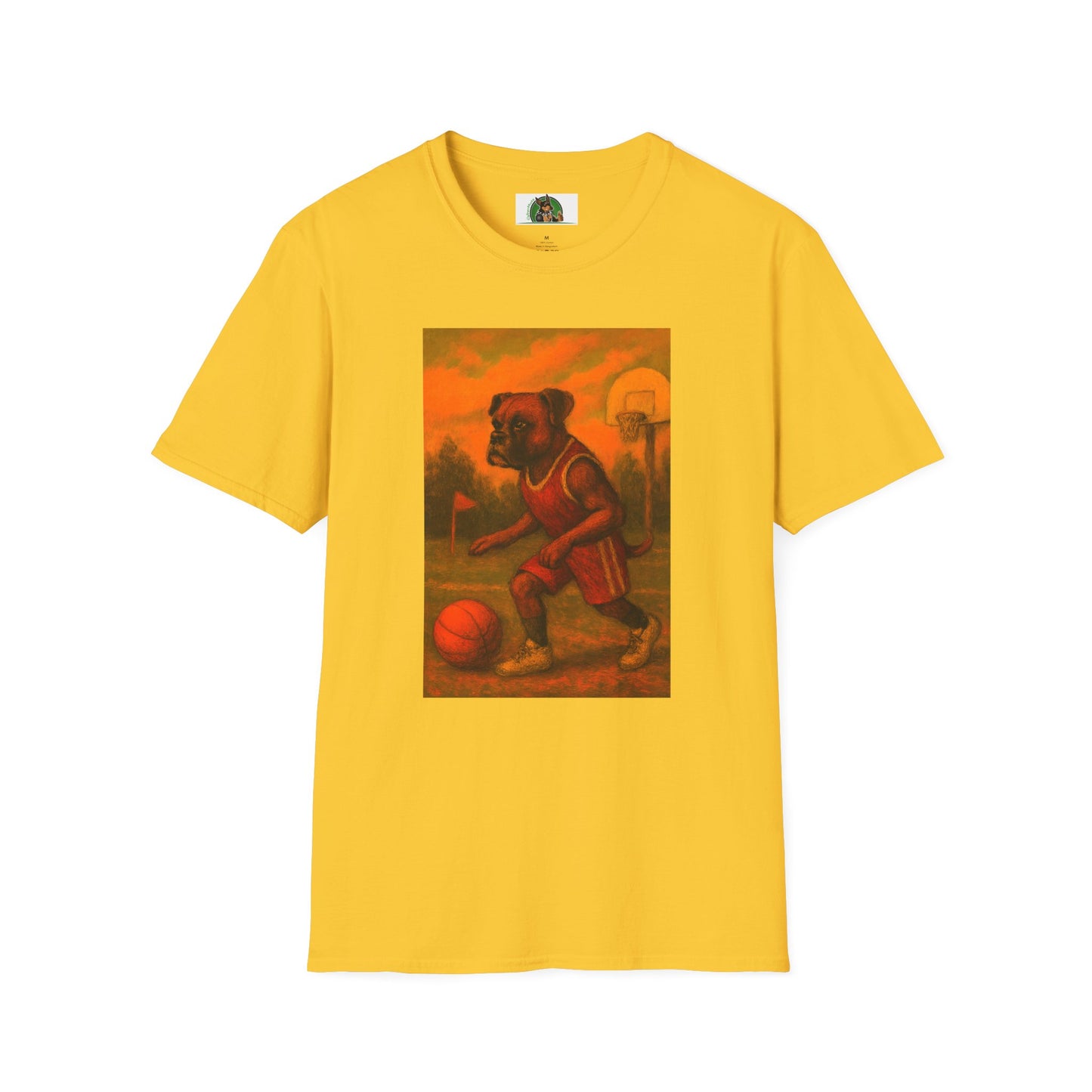Sports Basketball Boxer Puppy Dogs T-Shirt - Unisex Softstyle T-Shirt Printify Daisy S
