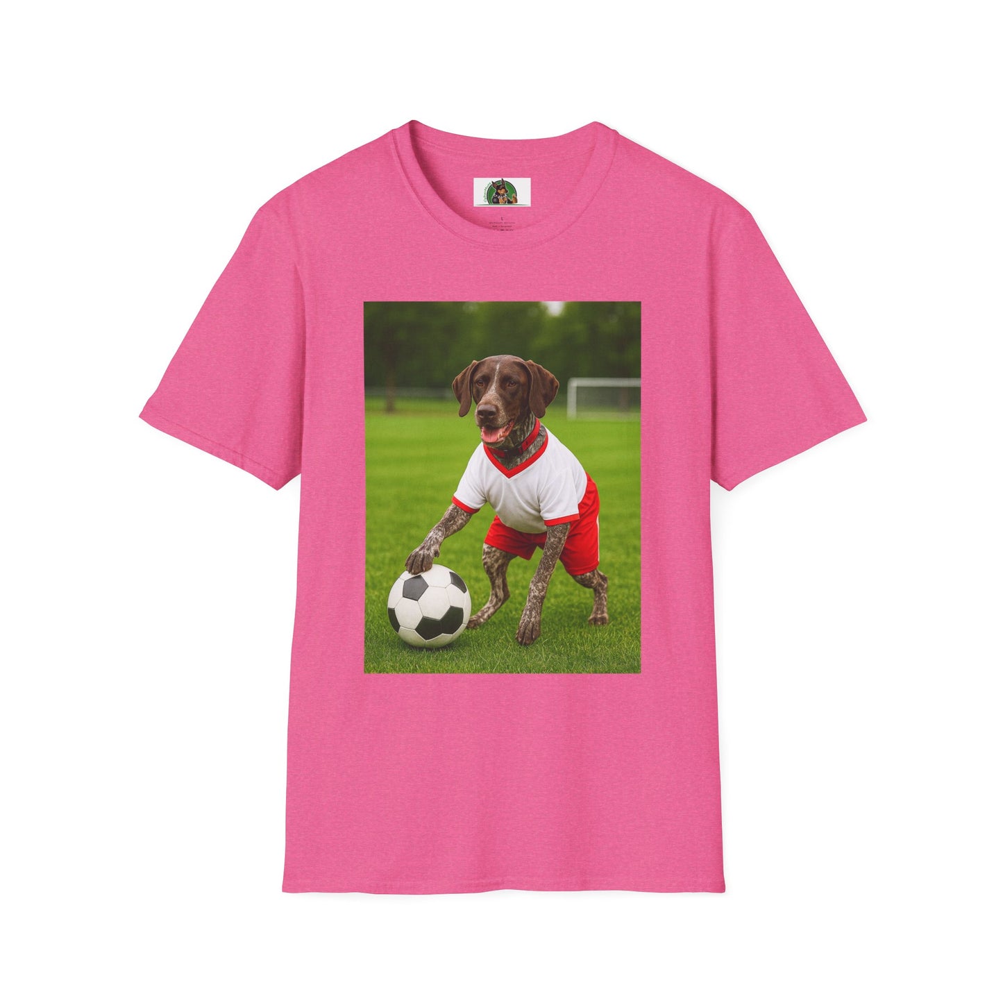 Soccer Sports German Shorthair T-Shirt T-Shirt Printify Heather Heliconia S