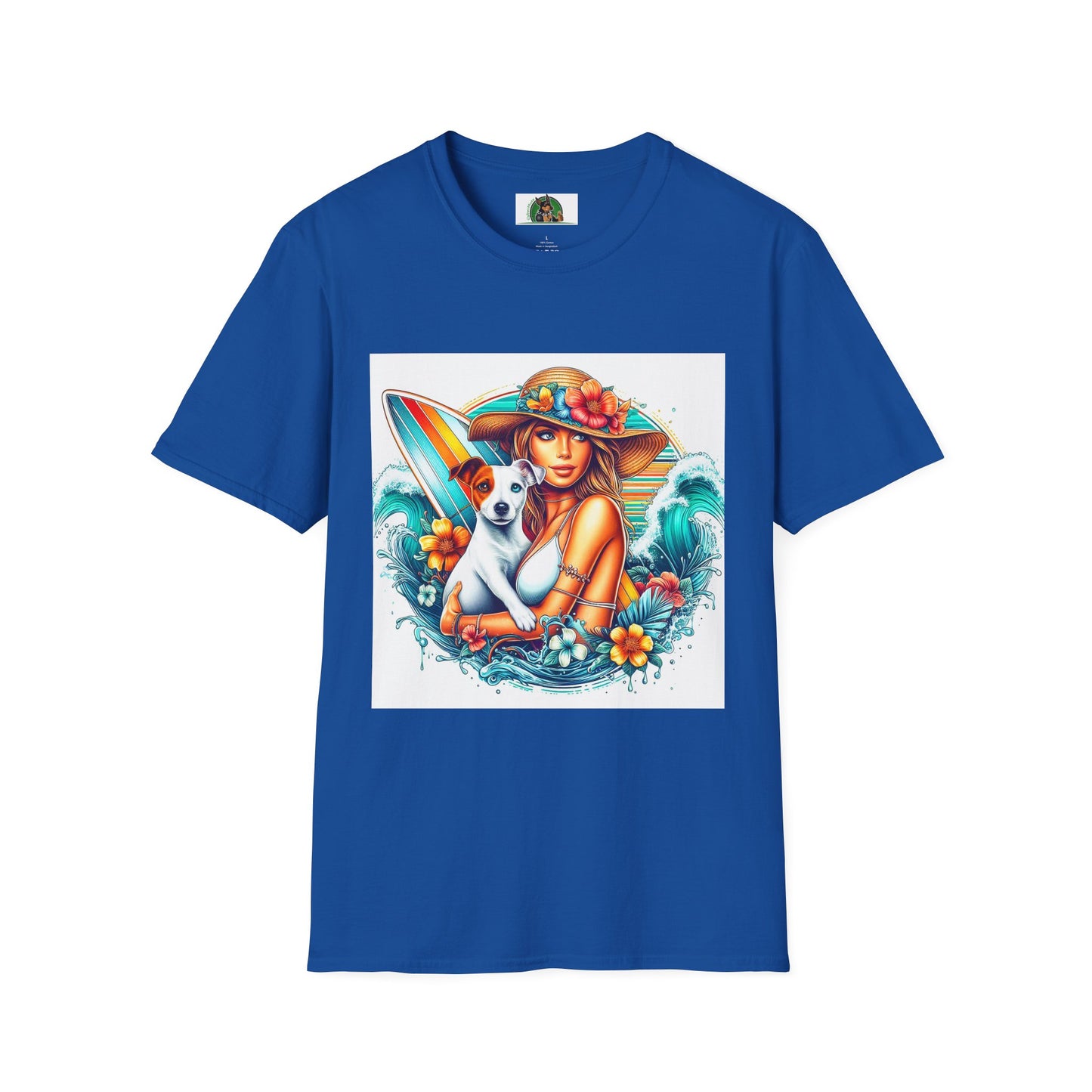 Jack Russell W/Beach Girl T-Shirt Printify S Royal