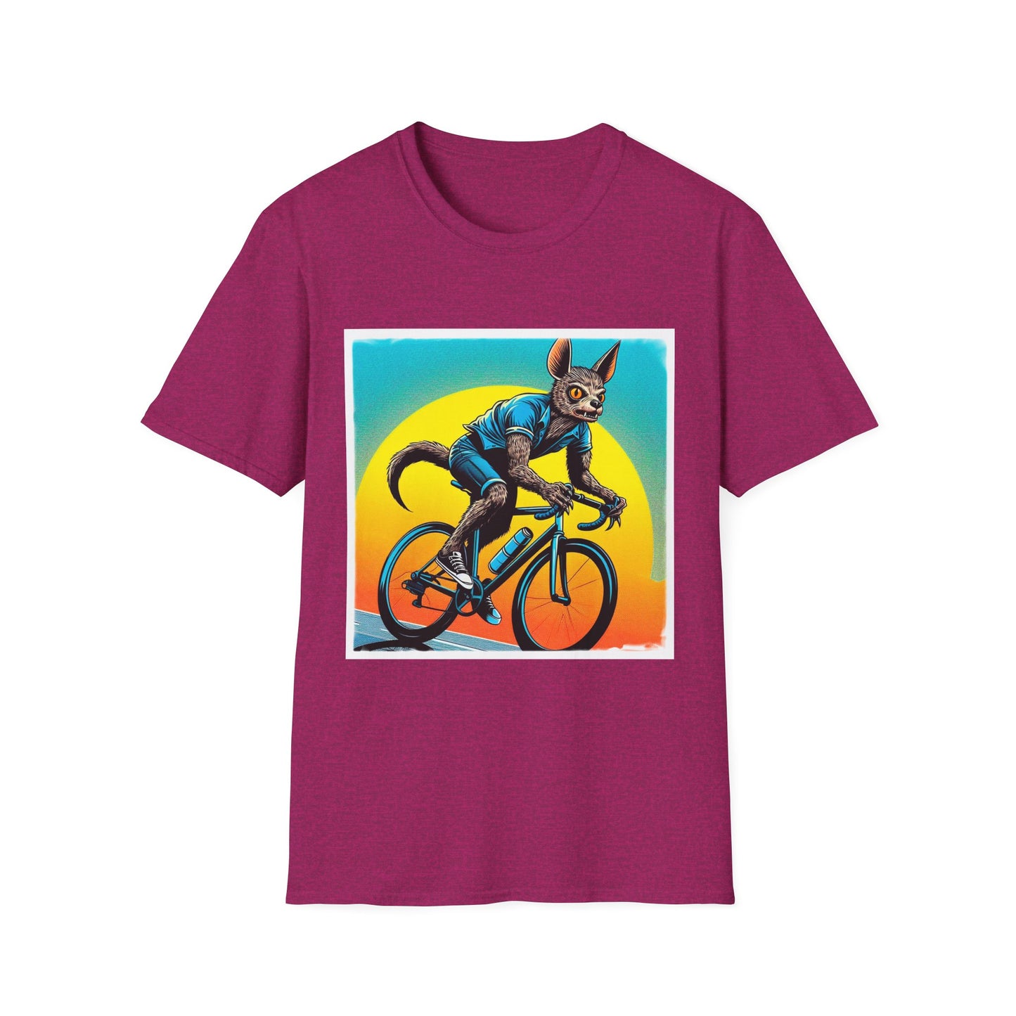 Chupacabra bike riding t shirt T-Shirt Printify S Antique Heliconia