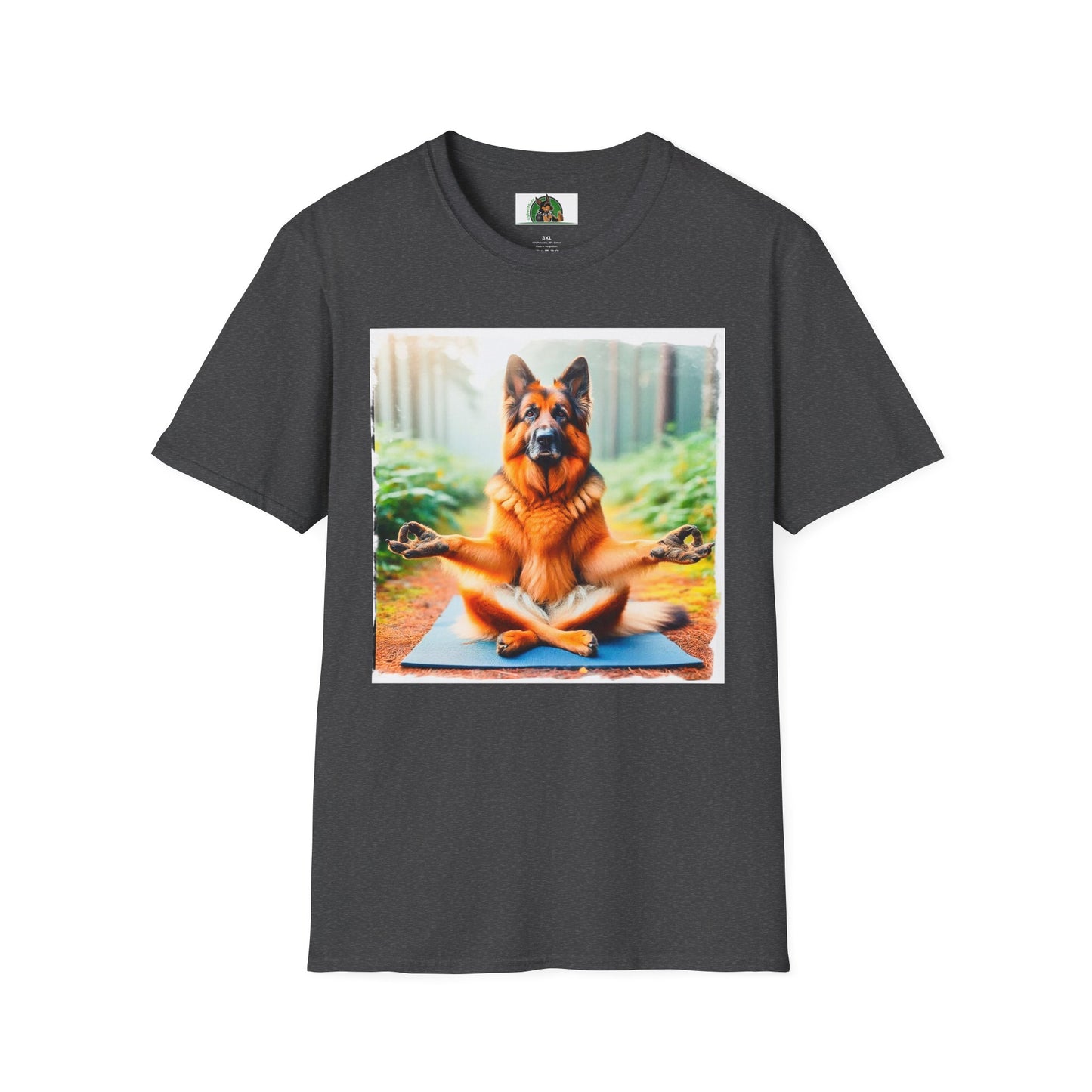 German Shepherd yoga and meditation shift T-Shirt Printify Dark Heather S