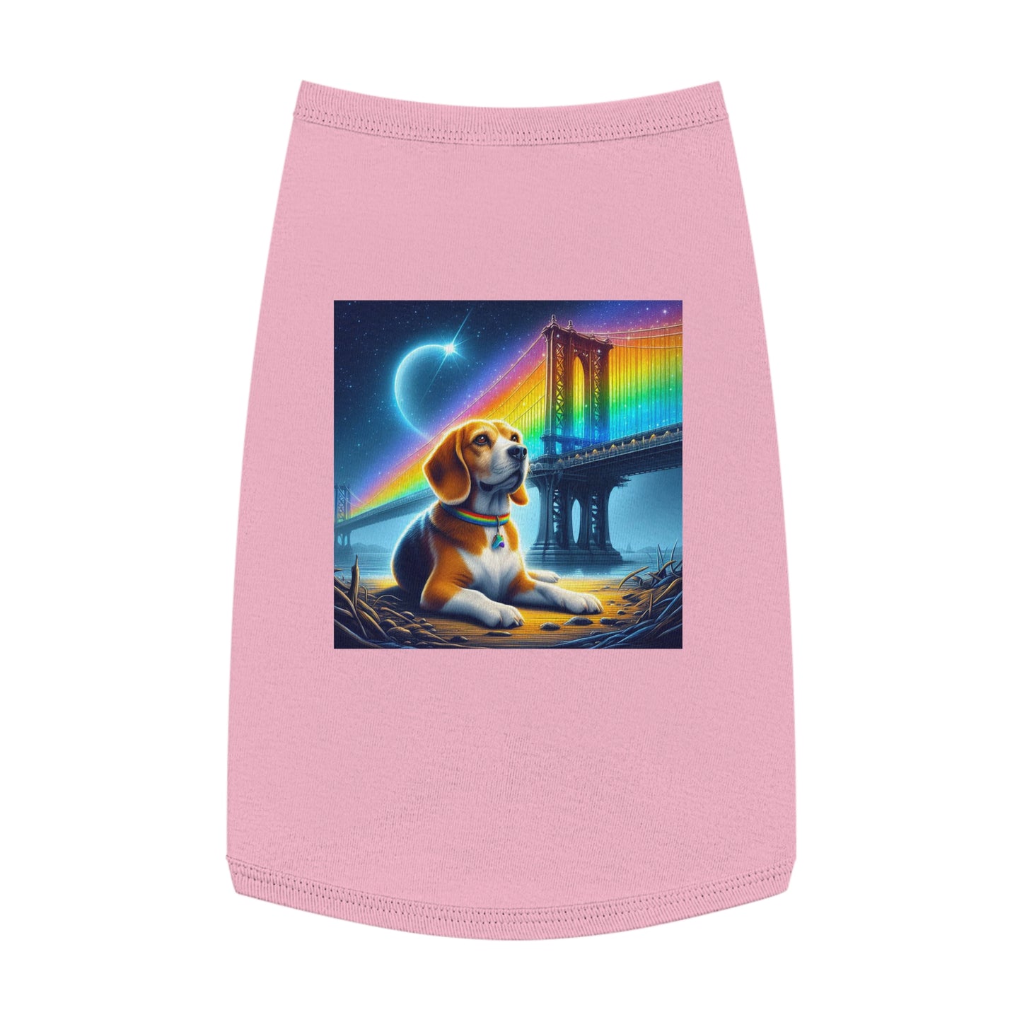 Pet Tank Top Beagle Under Rainbow Bridge Pets Printify L Pink 