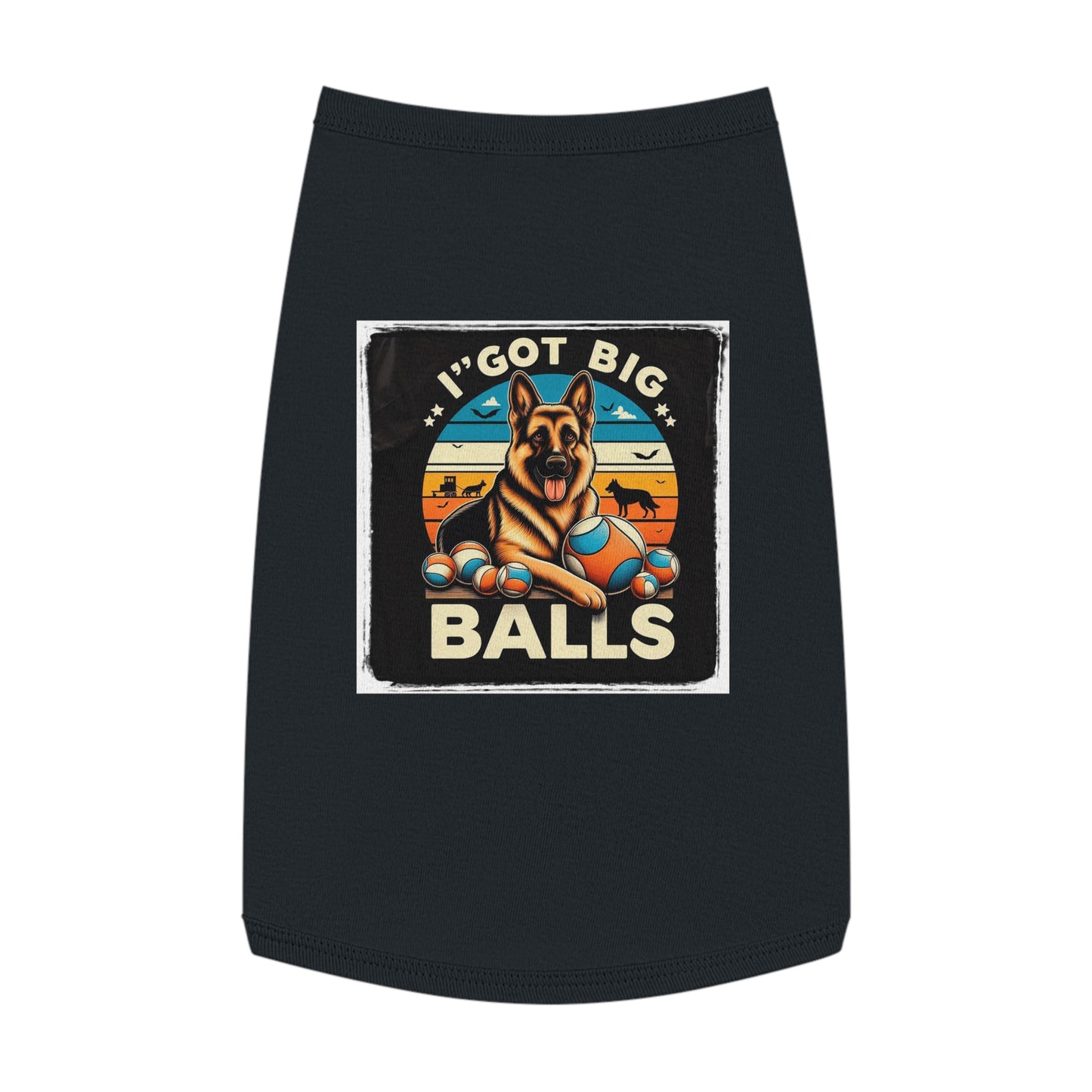 Dog Tank Top German Shepherd balls Pet Apparel Pets Printify L Black