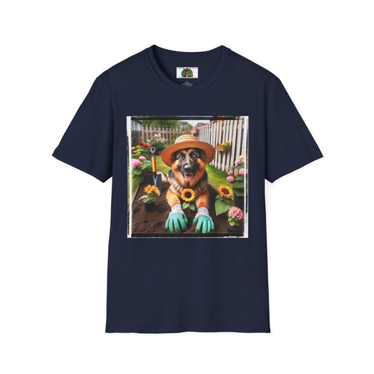 German Shepherd Dog Gardener Unisex Softstyle T-Shirt T-Shirt Printify S Navy 