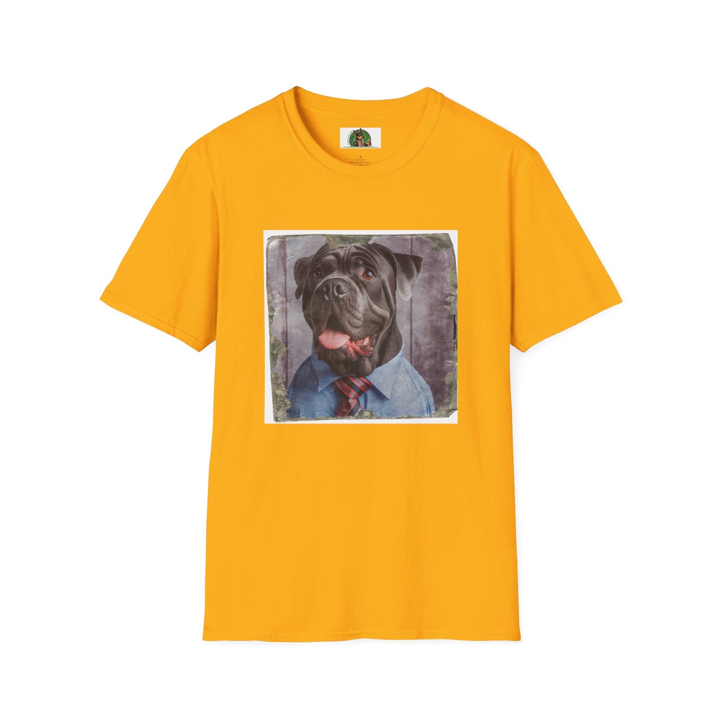 Cane Corso Wearing Suit And Tie TShirt T-Shirt Printify S Gold