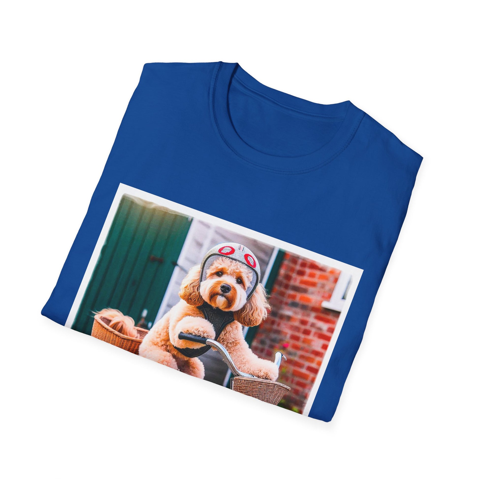 CockerPoo bike sitting t shirt T-Shirt Printify