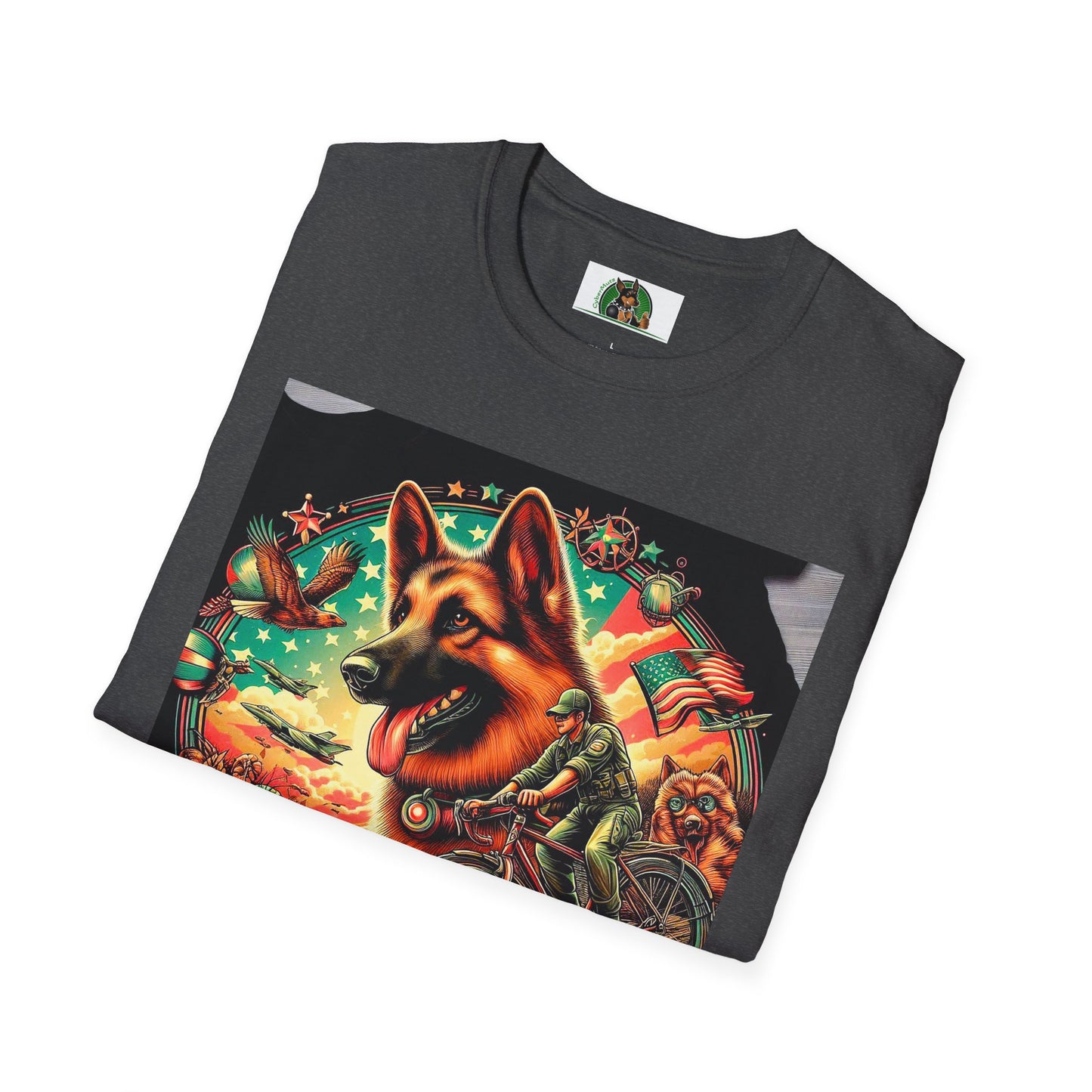 German Shepherd happy boy T-Shirt Printify