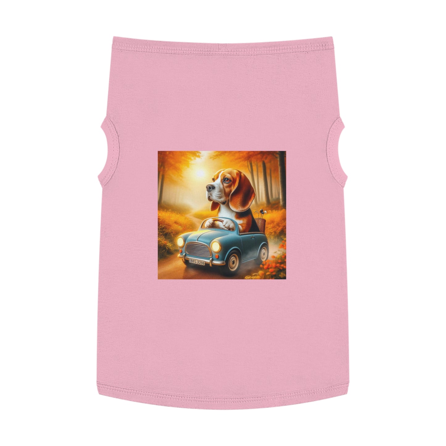 Pet Tank Top Wacky Beagle Dog In Tiny Car Pets Printify XL Pink 