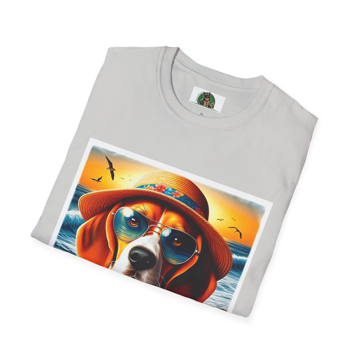 Beagle Wearing Sun Hat At The Beach T-Shirt Printify   