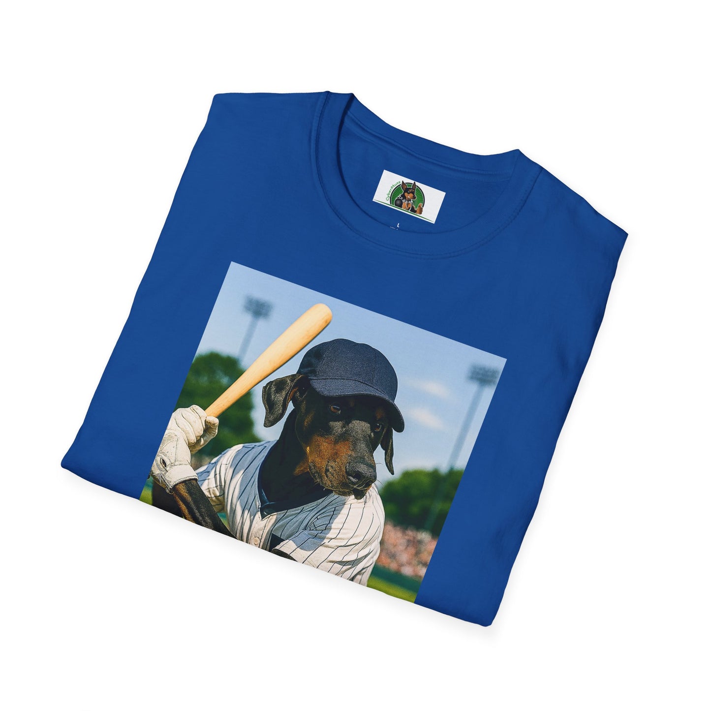 Baseball Doberman Sports T-Shirt T-Shirt Printify