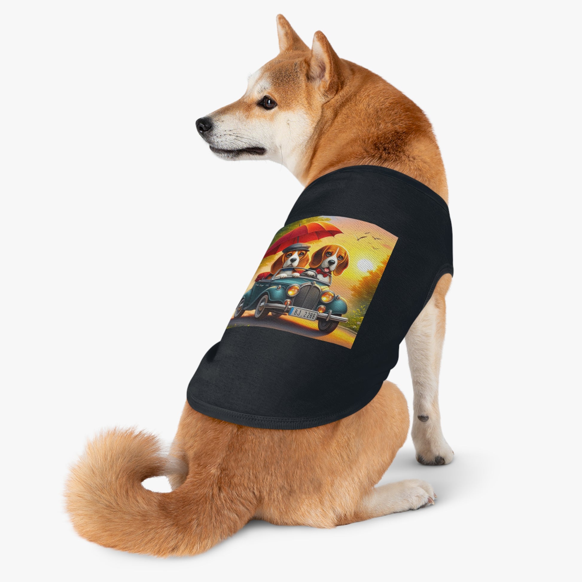 Pet Tank Top Wacky Beagle Dog Couple Sunday Driving Pets Printify   