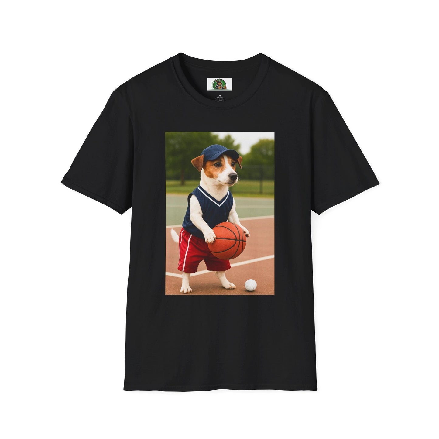 Jack Russell Basketball T-Shirt — Sports Dog Tee for Dog Lovers T-Shirt Printify Black S