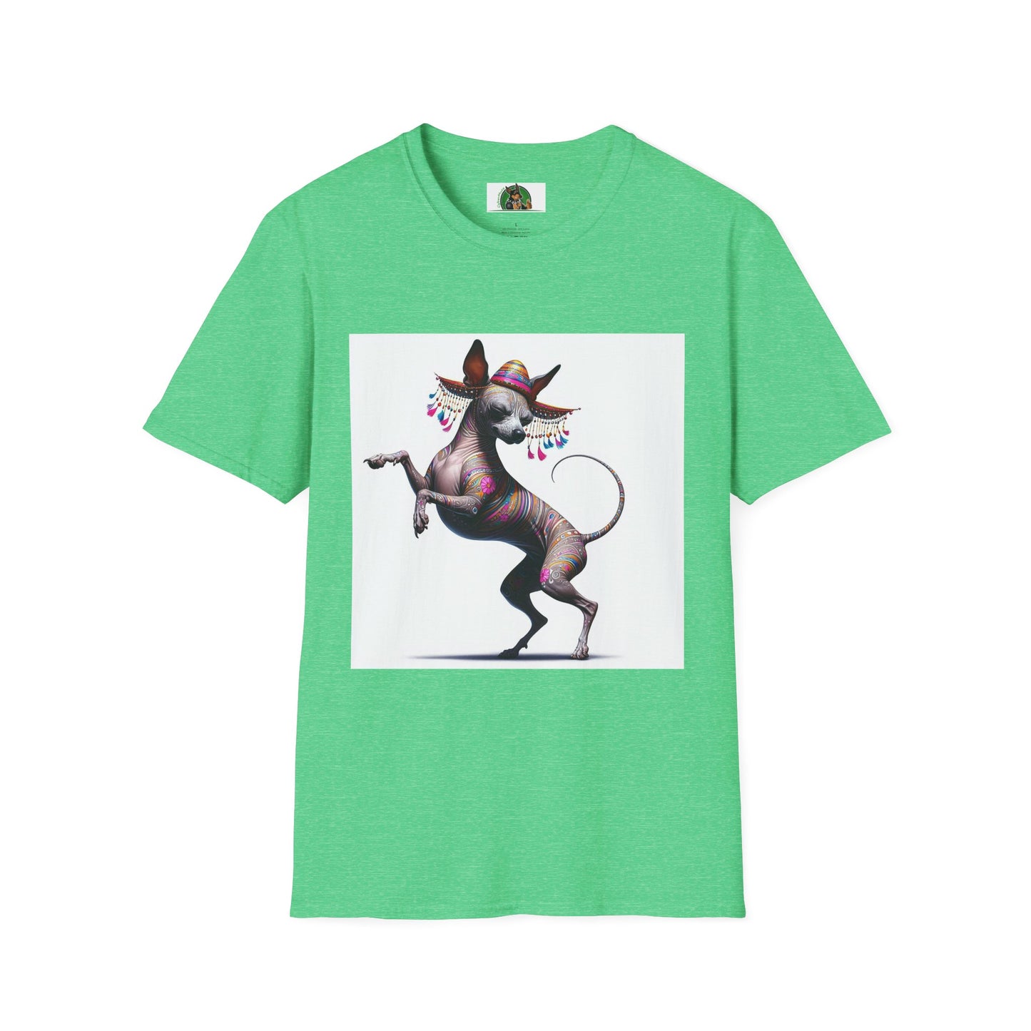 Mexican Hairless Dancing Dog T-Shirt T-Shirt Printify S Heather Irish Green